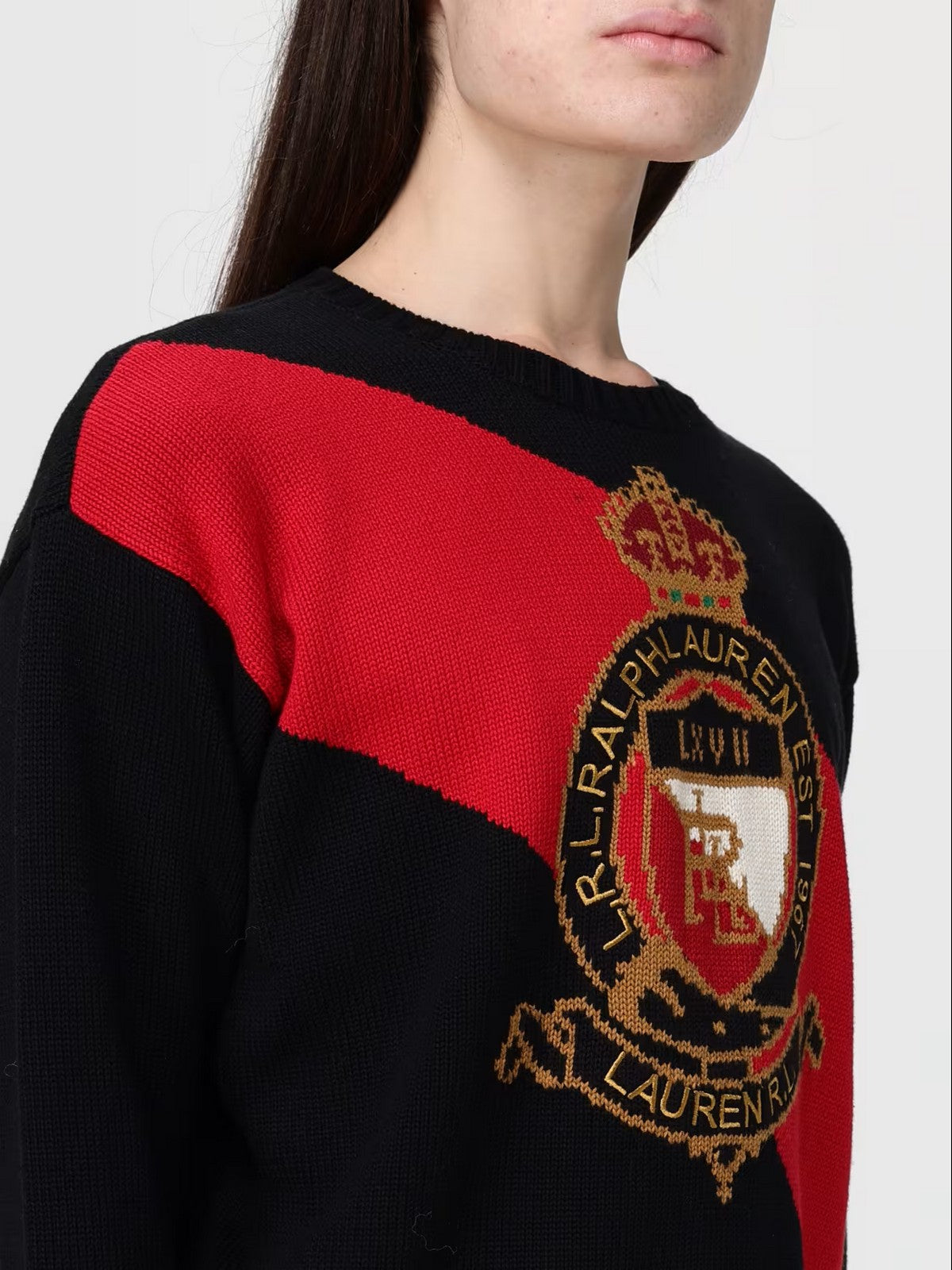 LAUREN RALPH LAUREN Maglione Donna RIEDNEE-LONG SLEEVE-PULLOVER 200P01410 001 BLACK MULTI