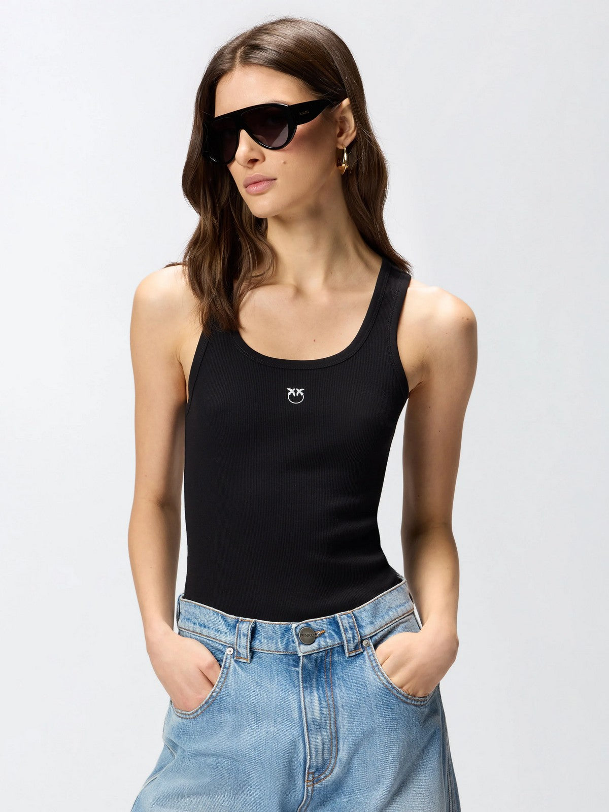 PINKO Canotta Donna CALCOLATORE CANOTTIERA 100807-A338 Z99 NERO LIMOUSINE