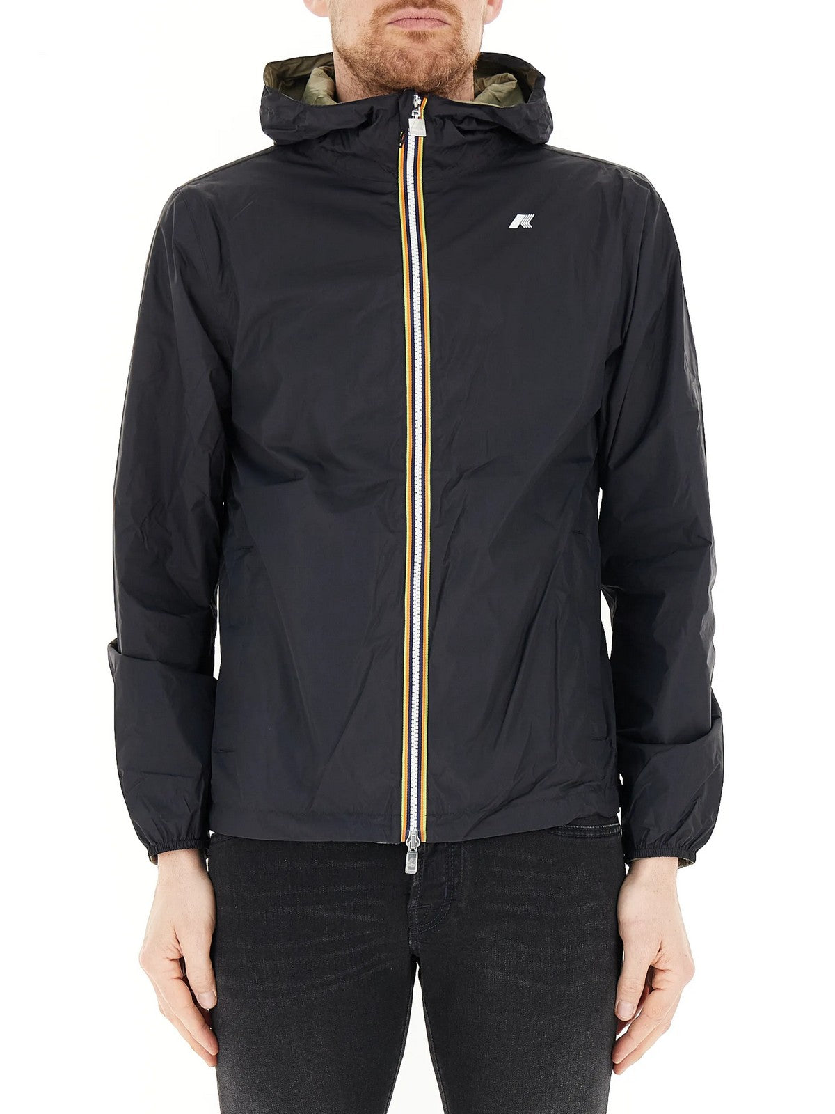 K-WAY Giubbino Uomo JAKE PLUS.2 DOUBLE K2124EW B0R Black Pure - Green L