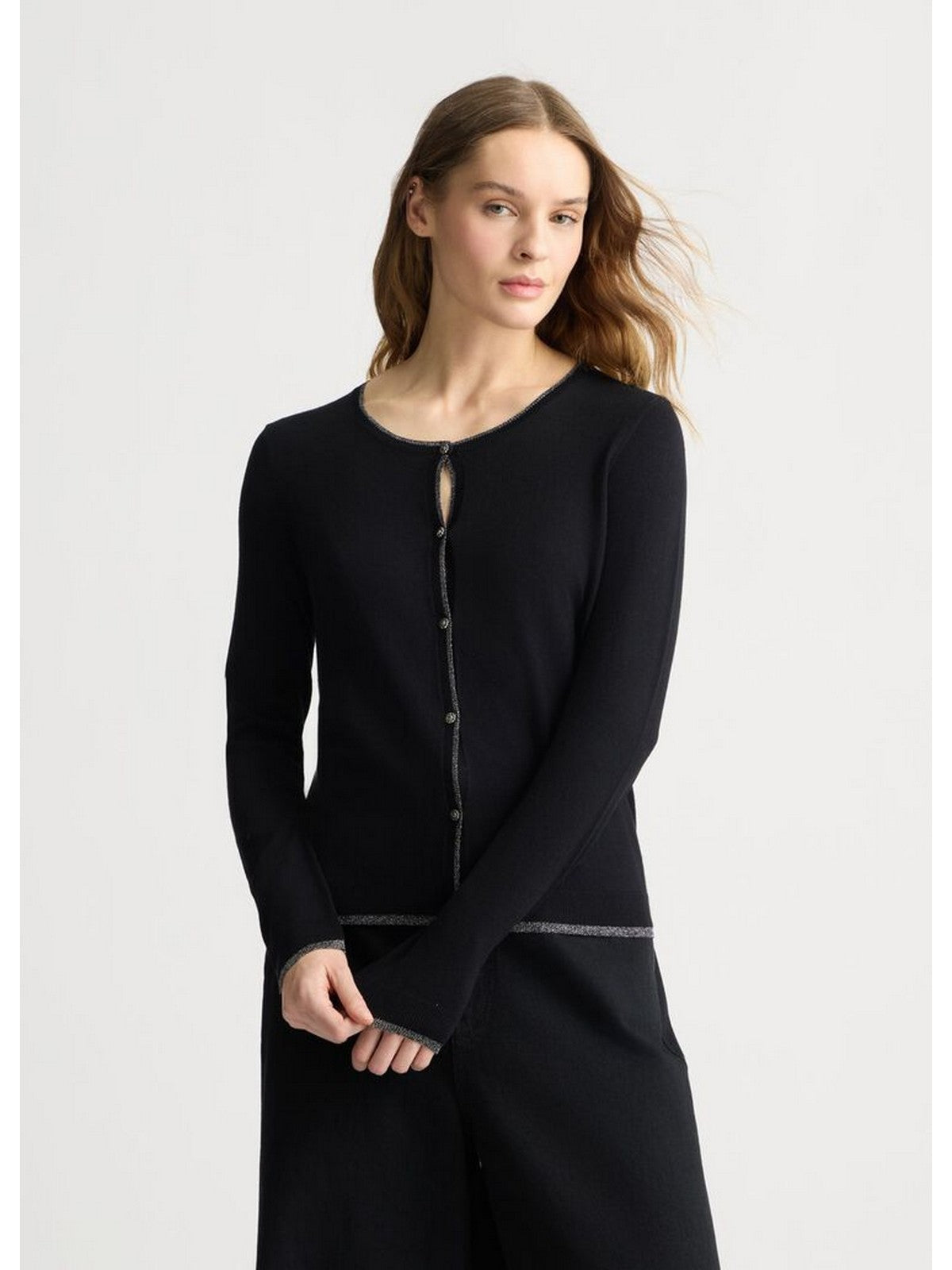 LIU JO WHITE Cardigan Donna WXX056MS49I 22222 Nero gioboutiqueweb