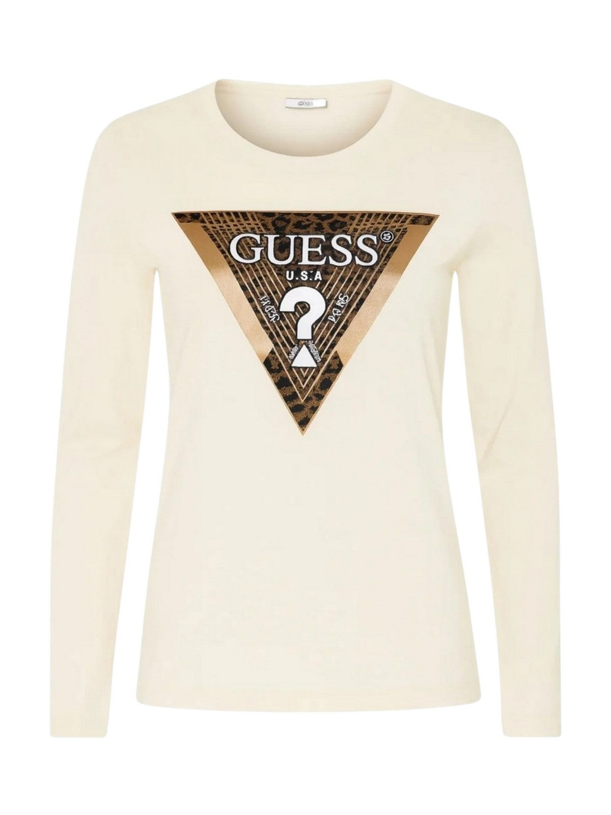 GUESS T-shirt Donna LS CN LEO TRIANGLE TEE W5BI75 J1314 A115 BEIGE