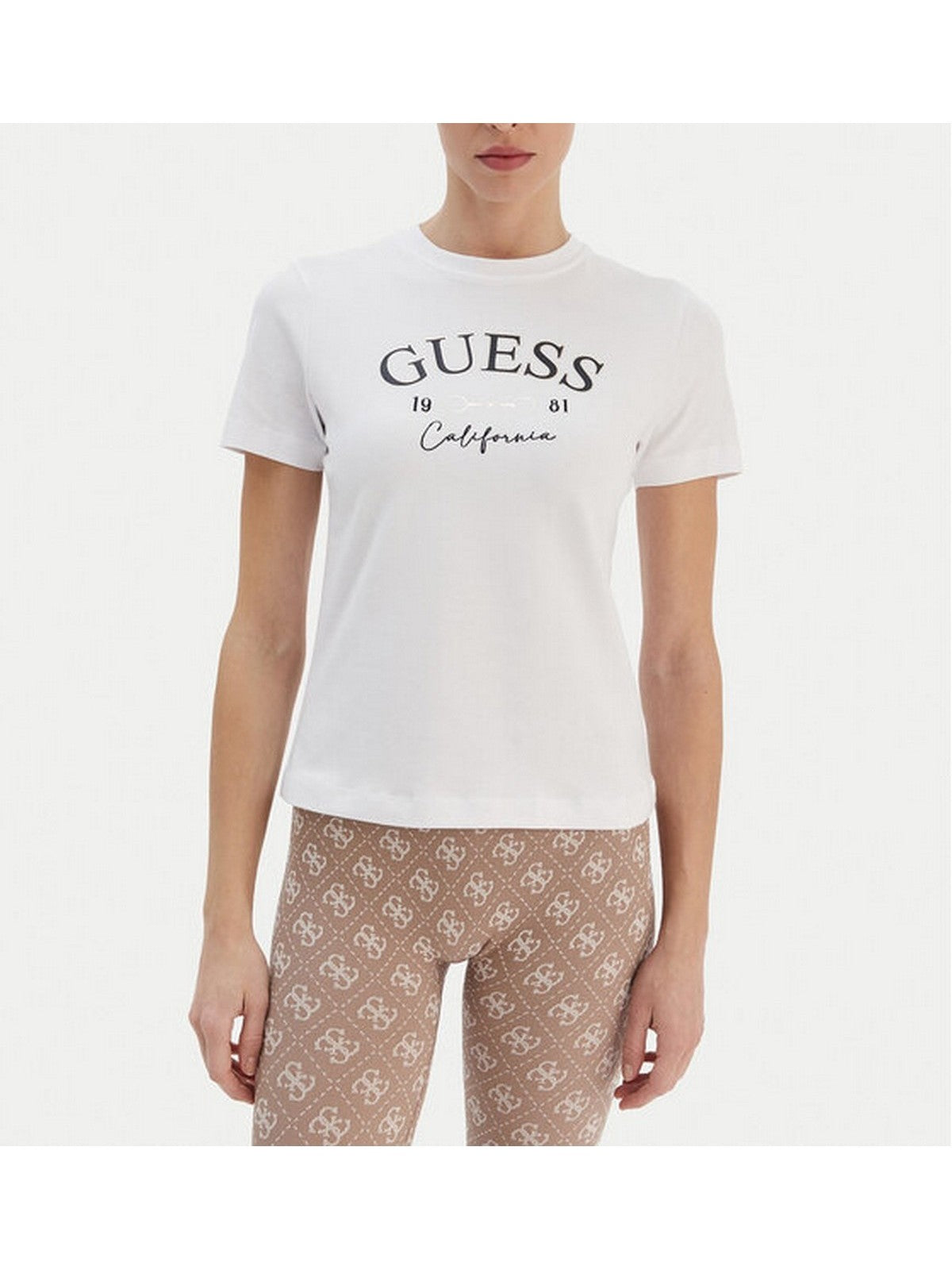 GUESS SPORT T-shirt Donna BEATRIZ CN SS T-SHIRT V6RI02 J1314 G011 PURE WHITE
