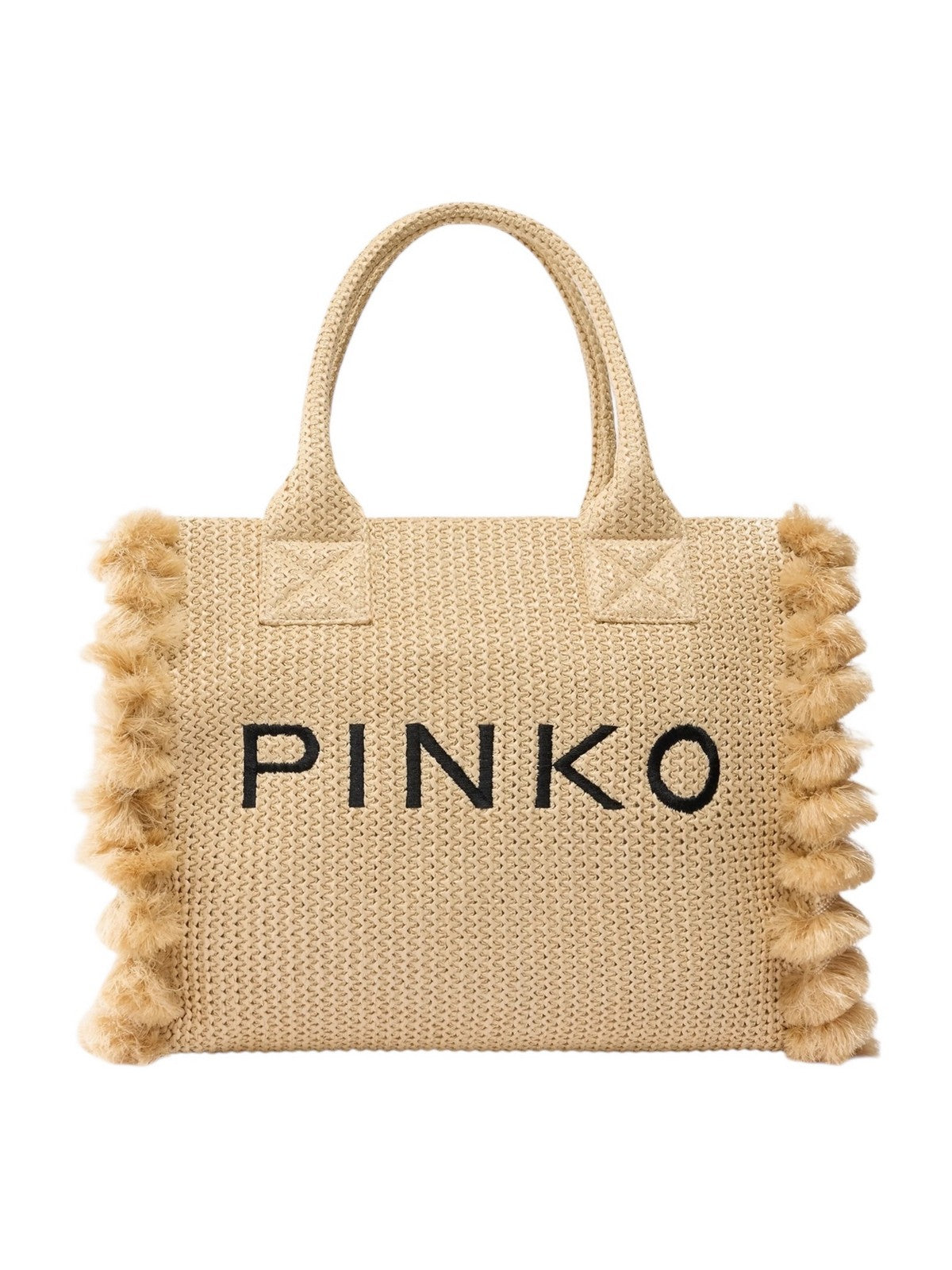 PINKO Borsa Donna BEACH SHOPPER RAFIA 106673-A39Y HZ3Q PAGLIA/NERO-ANTIQUE GOLD