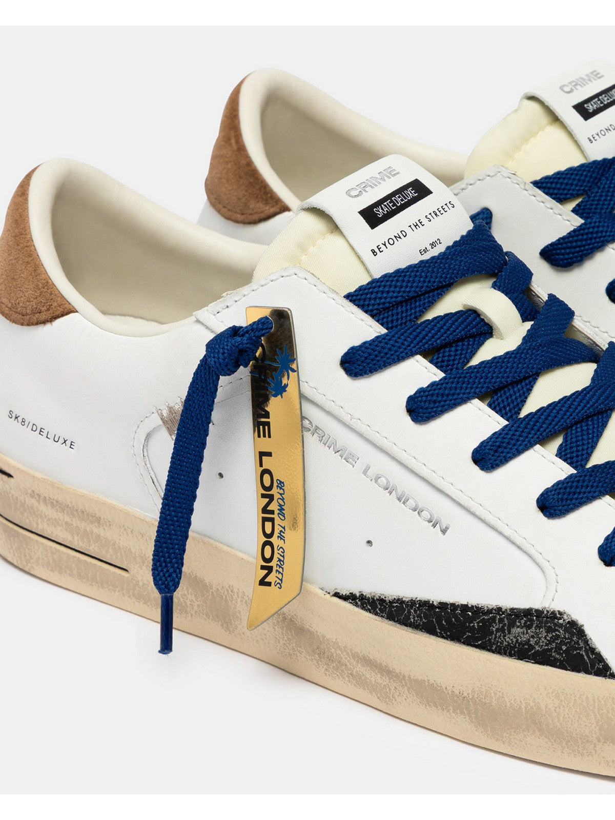 CRIME LONDON Sneaker Uomo SK8 DELUXE BROWN SUGAR 19102PP8 10 WHITE