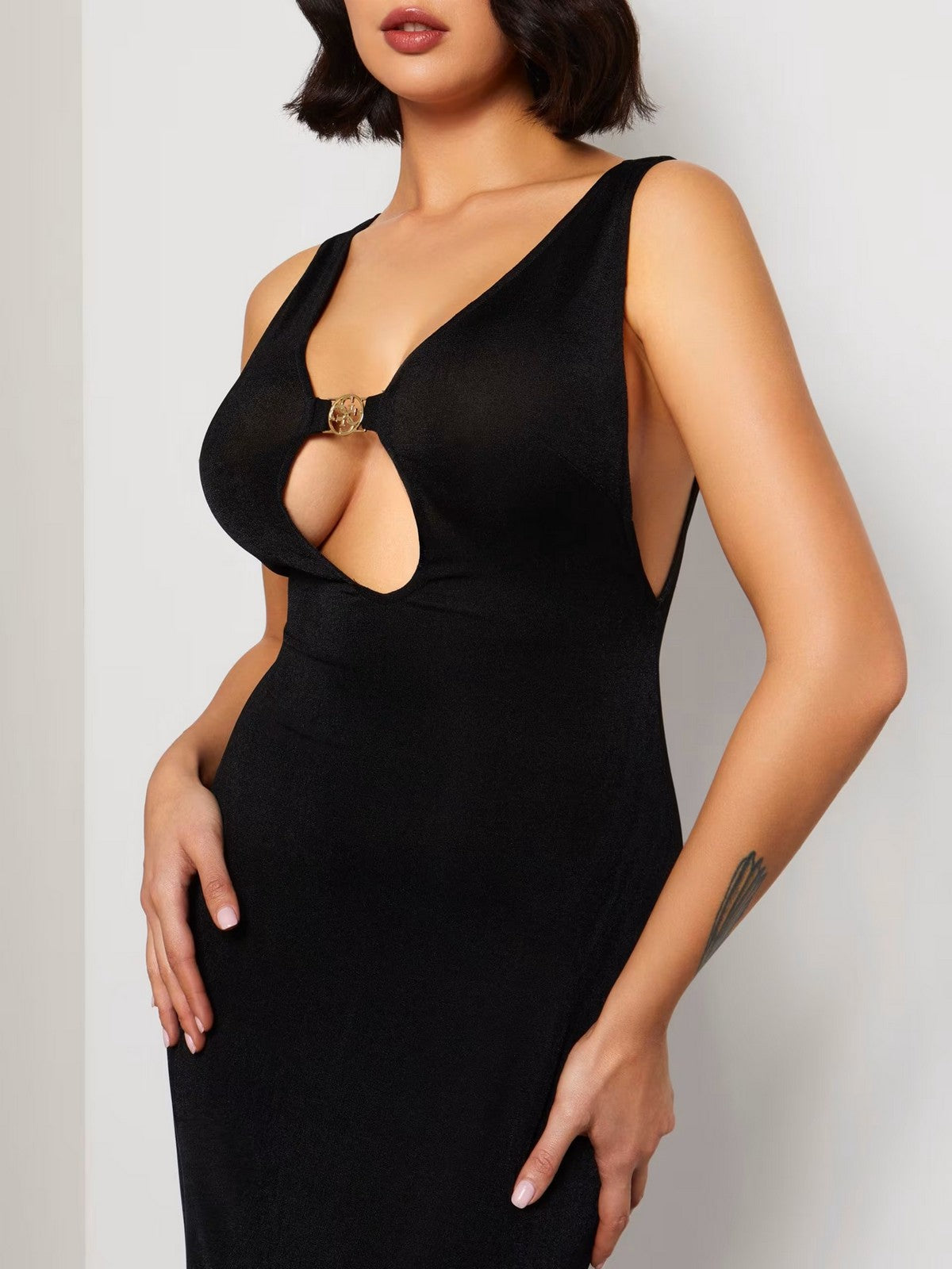 Guess Beachwear Woman dress Long Chemise O4GK00 KBEM0 JBLK BLACK