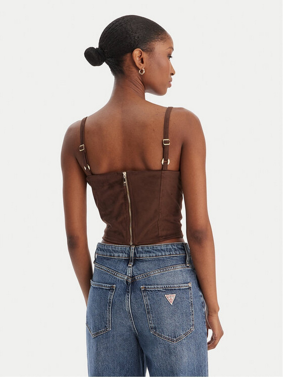 GUESS Top Donna SL NUNZIA CORSET W6RH03 WJ472 G1EA DARK COFFEE