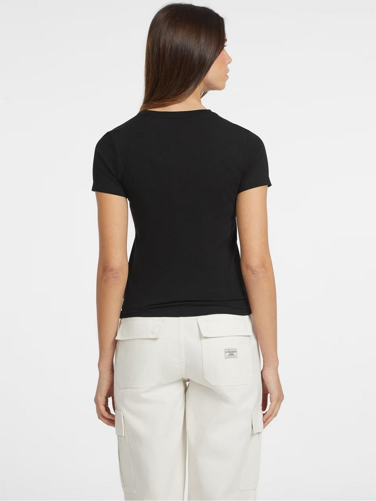 GUESS T-shirt Donna GJ SS CN SLIM LOGO PRINT TEE W4YI01 J1314 JBLK Nero gioboutiqueweb