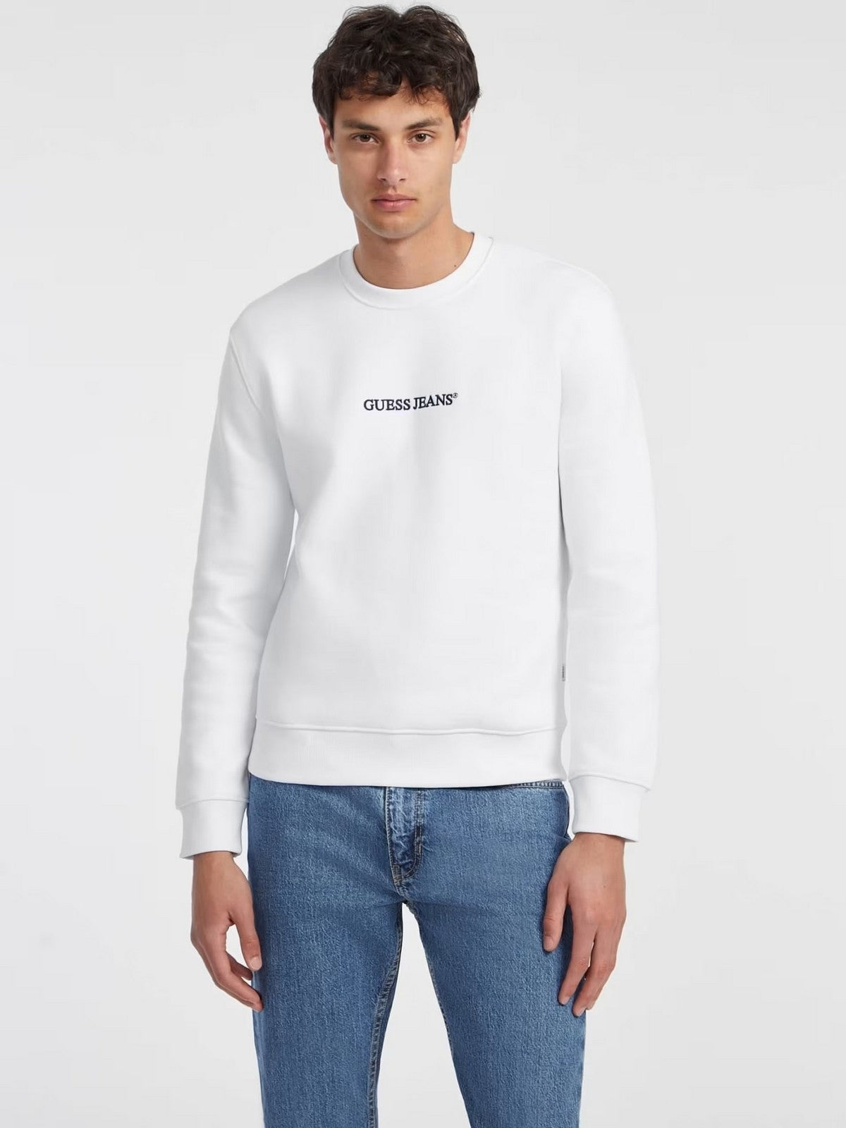 GUESS Felpa Uomo GJ CN SLIM LOGO EMB SWEAT M4YQ19 K9V31 G011 PURE WHITE
