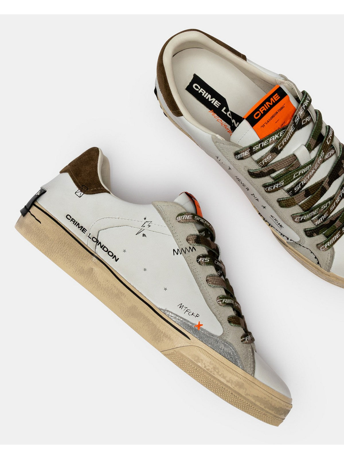 CRIME LONDON Sneaker Uomo DECONSTRUCTED MILITARY GREEN 19071PP8 10 WHITE