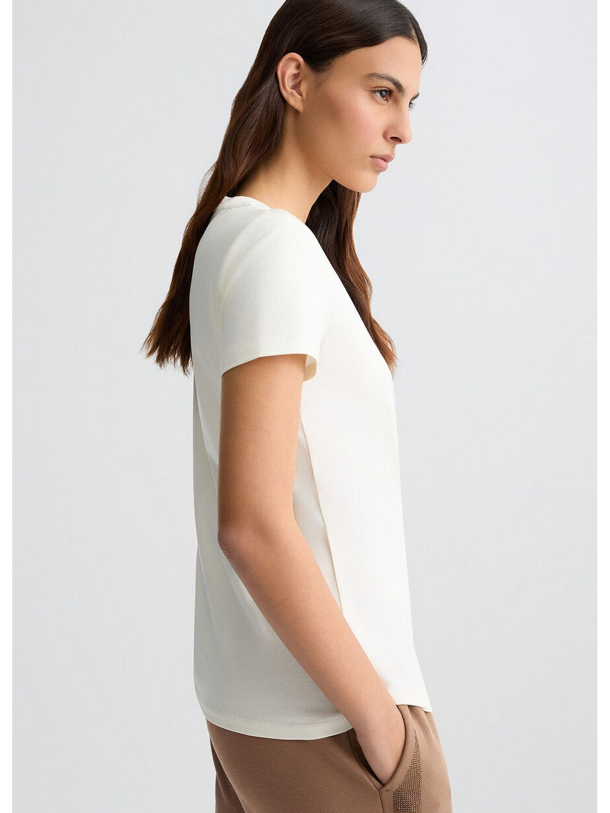 LIU JO SPORT T-shirt Donna TA5173JS003 M9294 White milk/monogram gioboutiqueweb