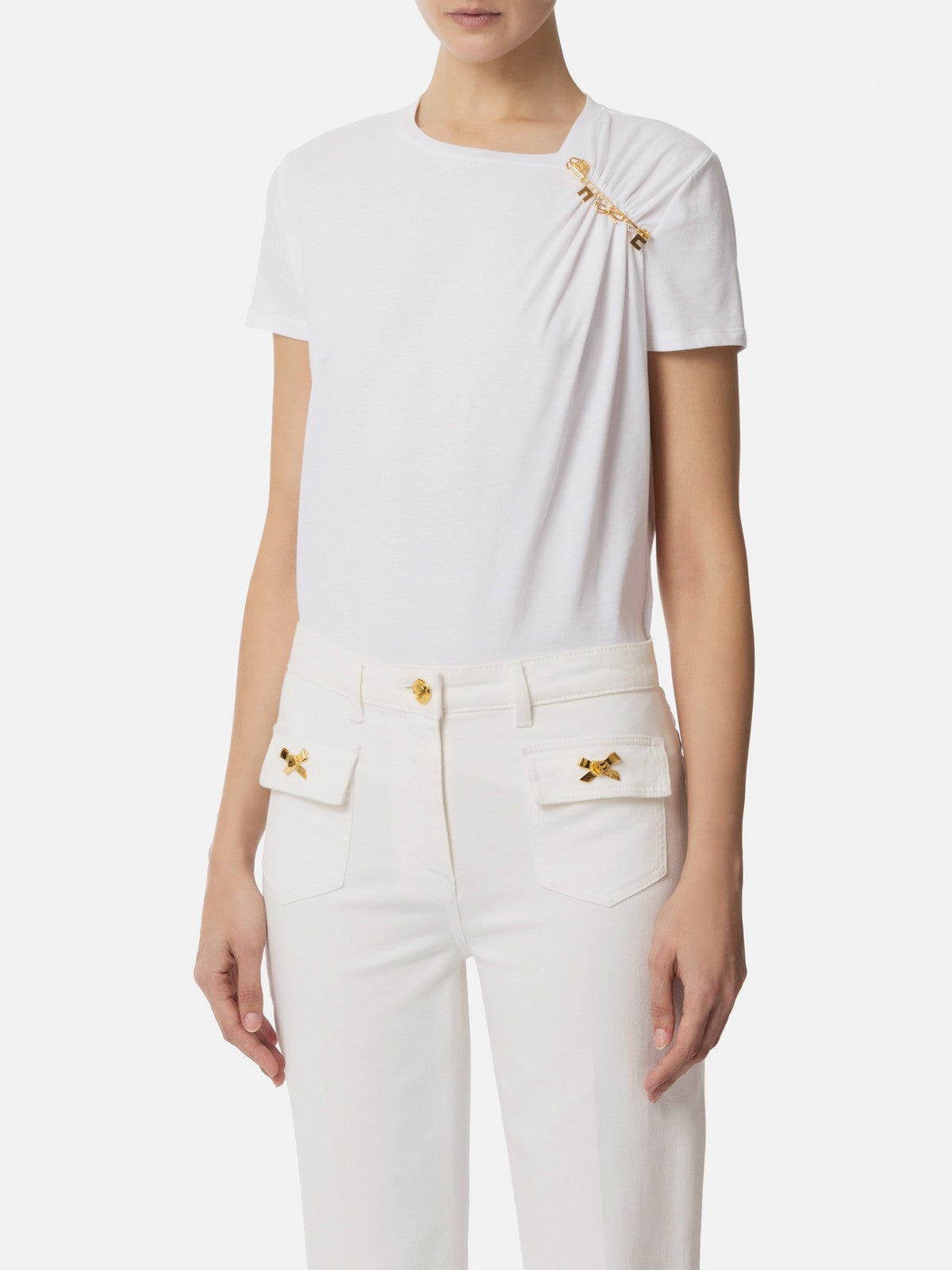 ELISABETTA FRANCHI T-shirt Donna MA02851E2-270 Bianco gioboutiqueweb