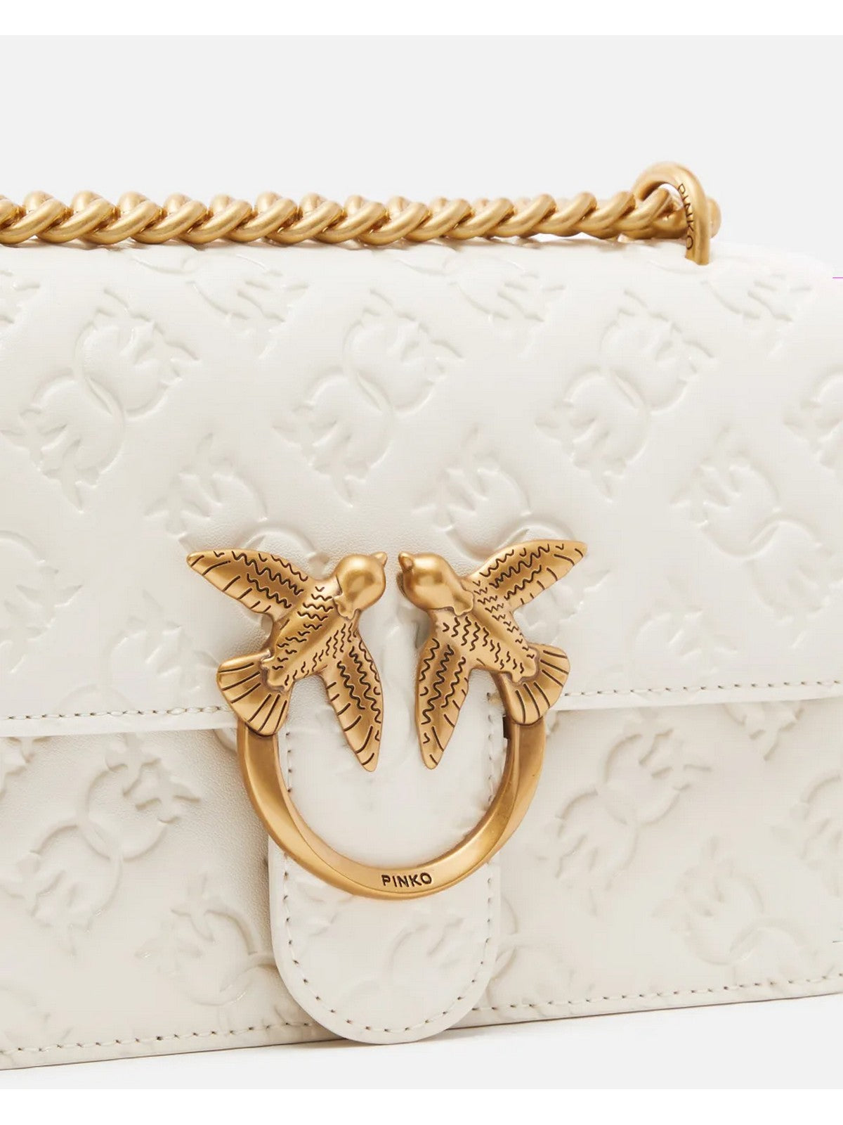 Pinko Frau Bag Love One Mini DC Vitello Seide 100074-A1YB Z14Q Weiß