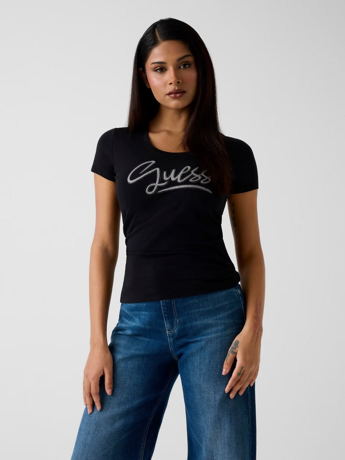 GUESS T-shirt Donna SS CN GUESS SCRIPT TEE W6RI24 J1314 JBLK Jet Black A996