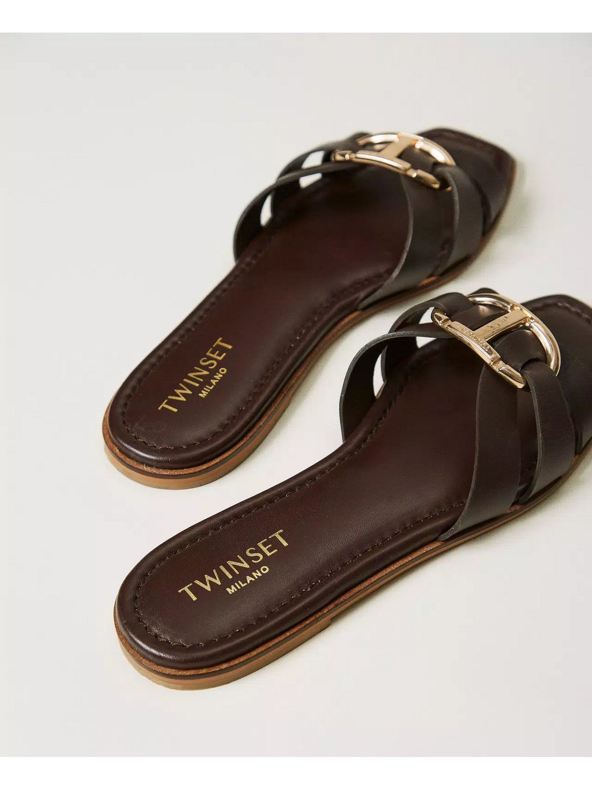 TWINSET Ciabatta Donna 251TGT090 10780 Marrone gioboutiqueweb