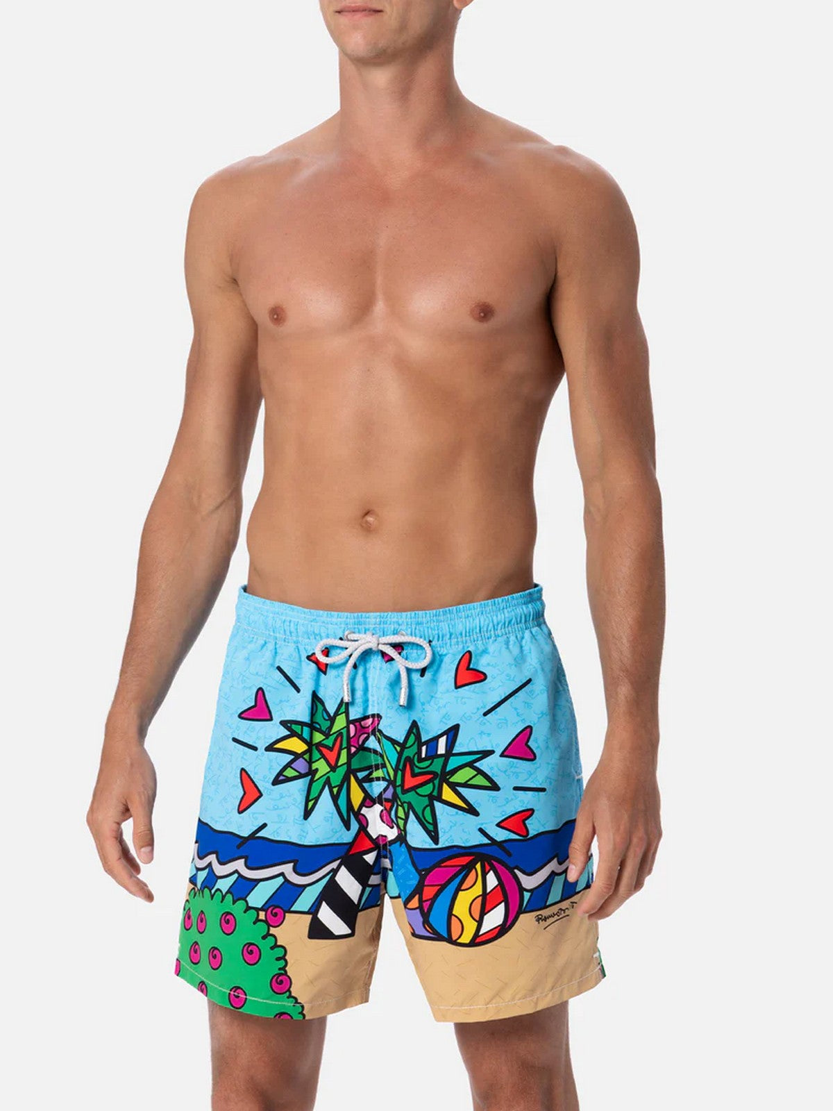 Mc2 Saint Barth Bathroom Costume Men Gustavia Placed Print 04733F Blue