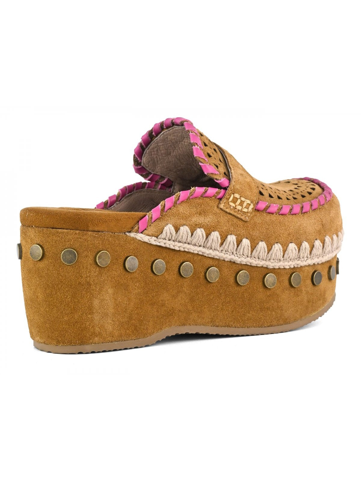 MOU Zeppa Donna Clog leather overstitching MU.SW611004A COG Marrone gioboutiqueweb