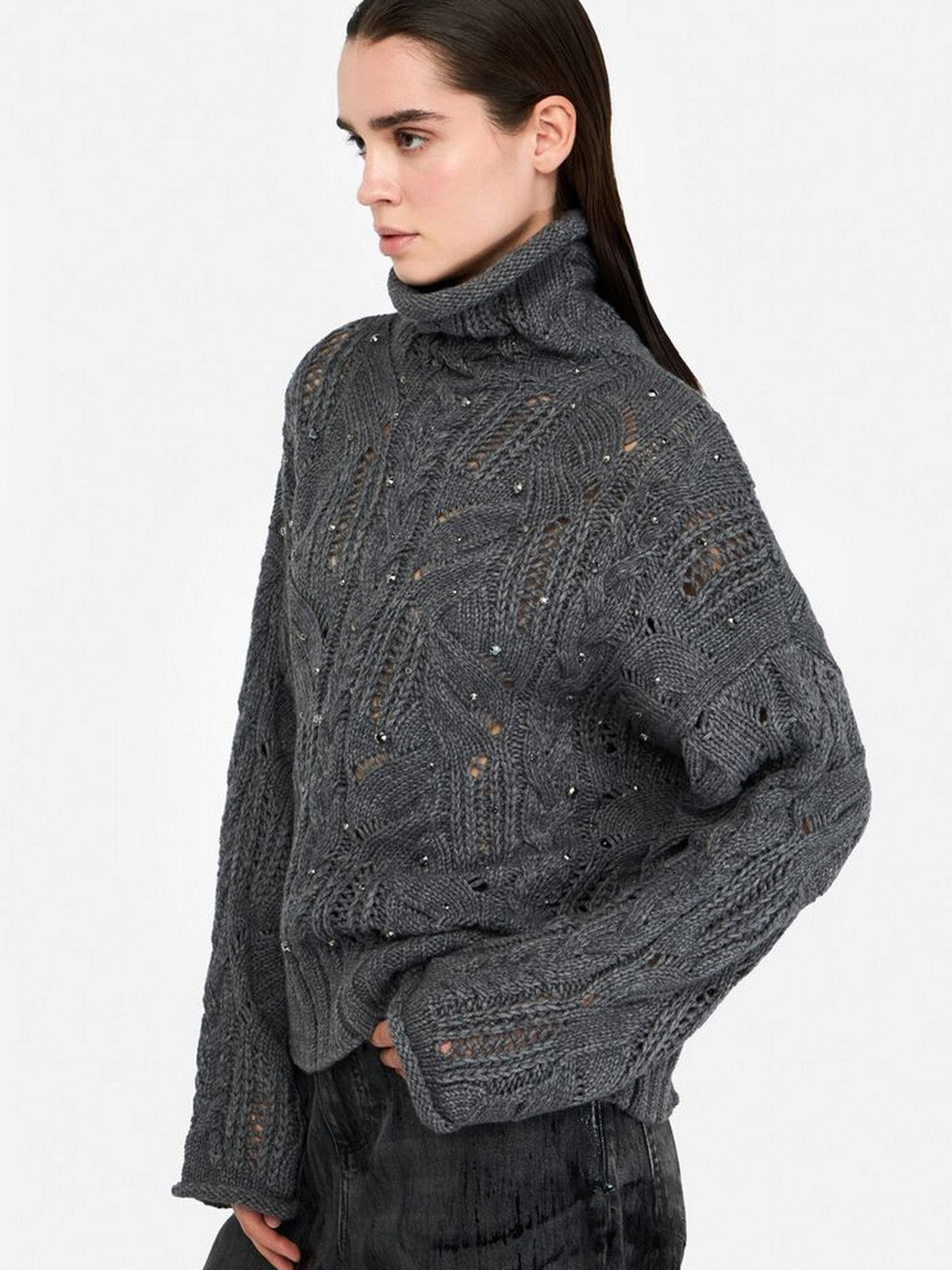 LIU JO WHITE Maglione dolcevita Donna MF5451MA37R 02050 GRIGIO MD.MELANGE