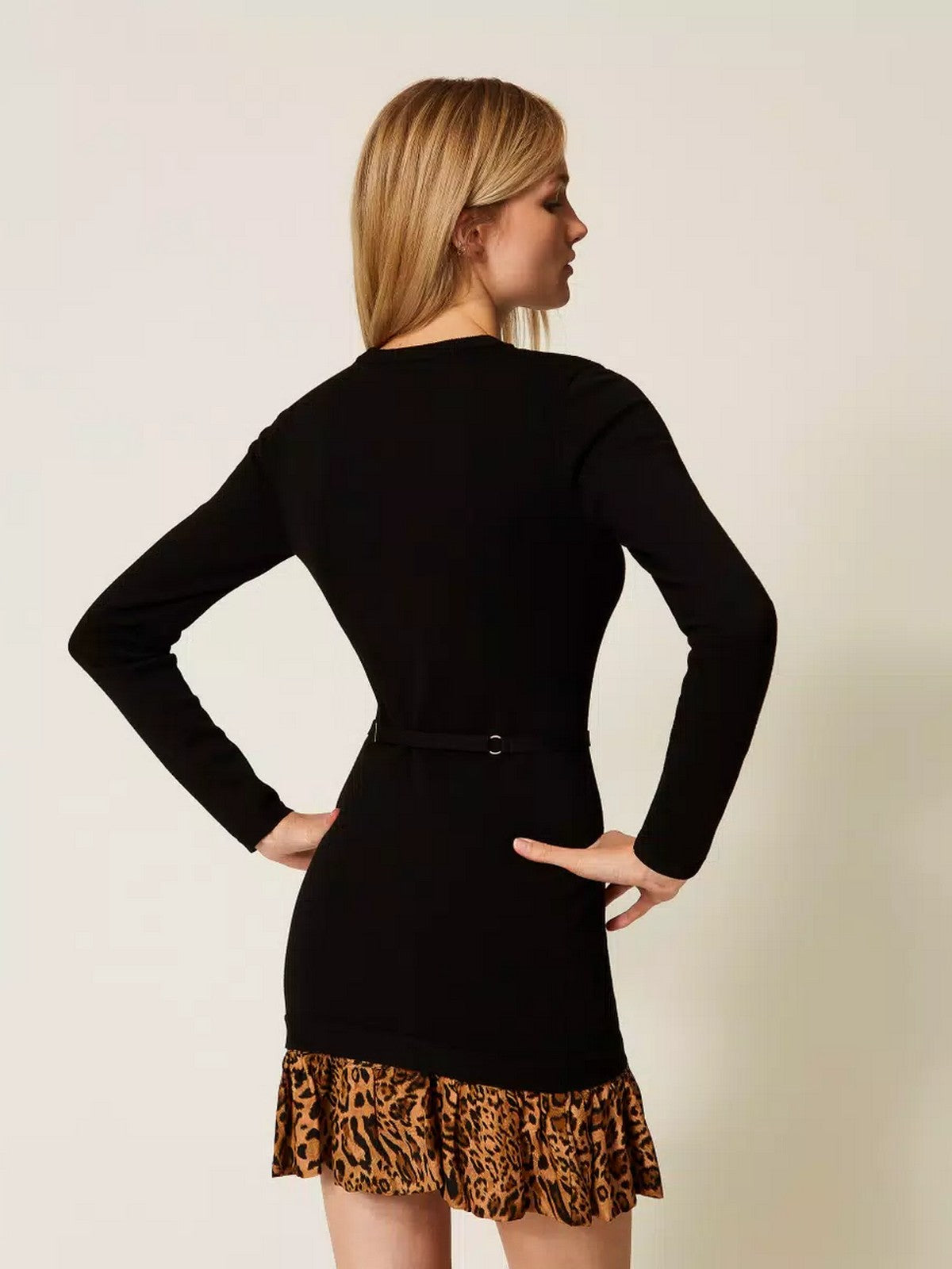 TWINSET Abito Donna VISCOSE STRETCH & PRINTED FABRIC 252TP3153 12754 NERO/ST.ANIMALIER COFFEE/LAND