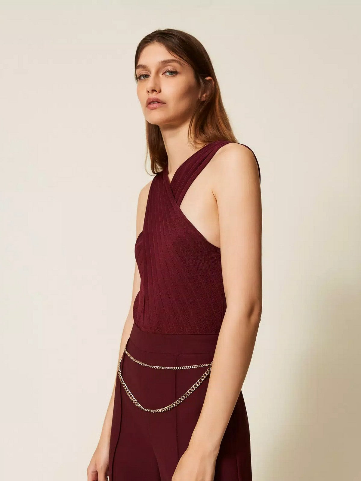 TWINSET Body Donna VISCOSE RIB SHAPES 252TP3161 12367 WINETASTING CHIARO