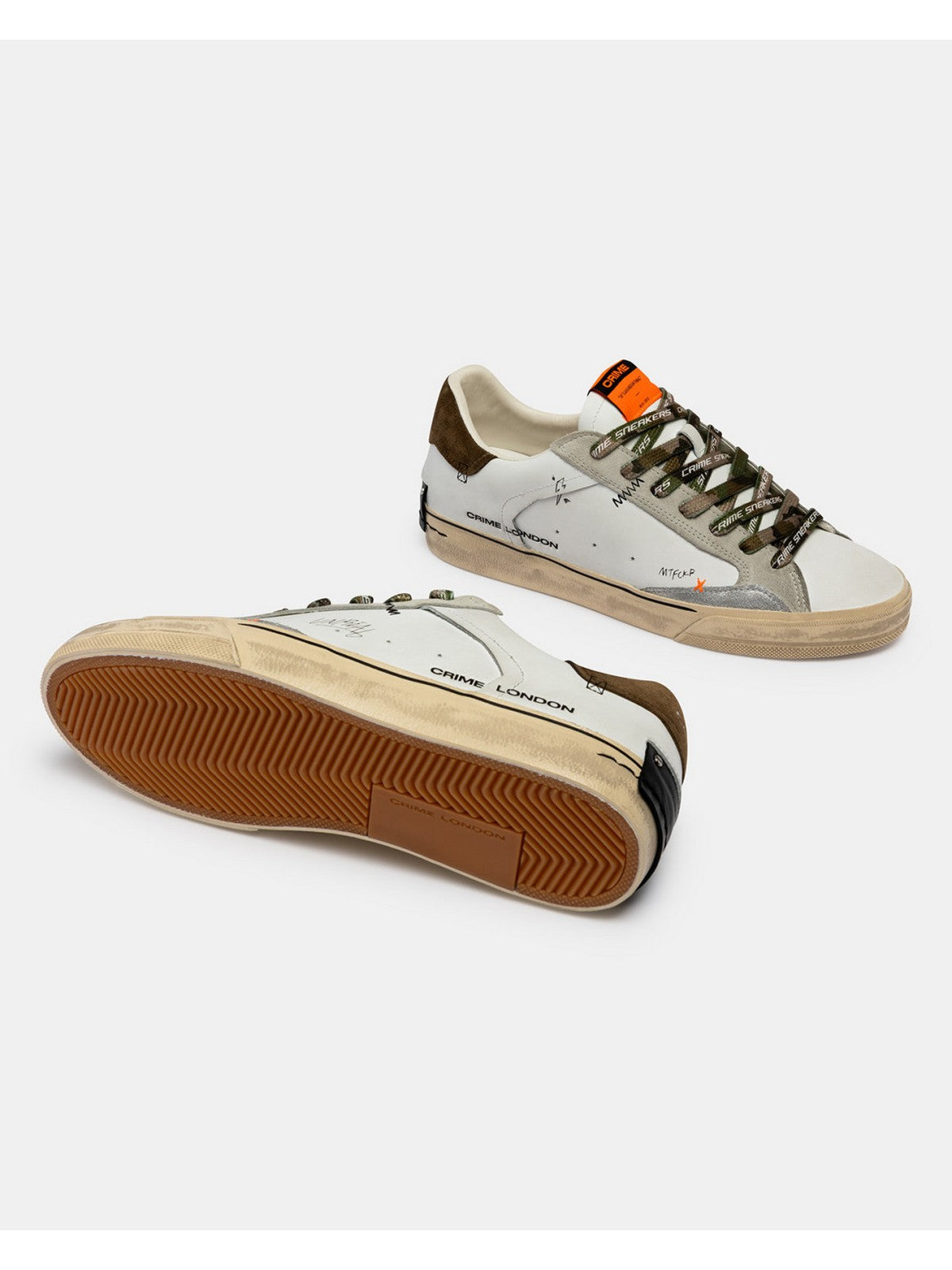 CRIME LONDON Sneaker Uomo DECONSTRUCTED MILITARY GREEN 19071PP8 10 WHITE