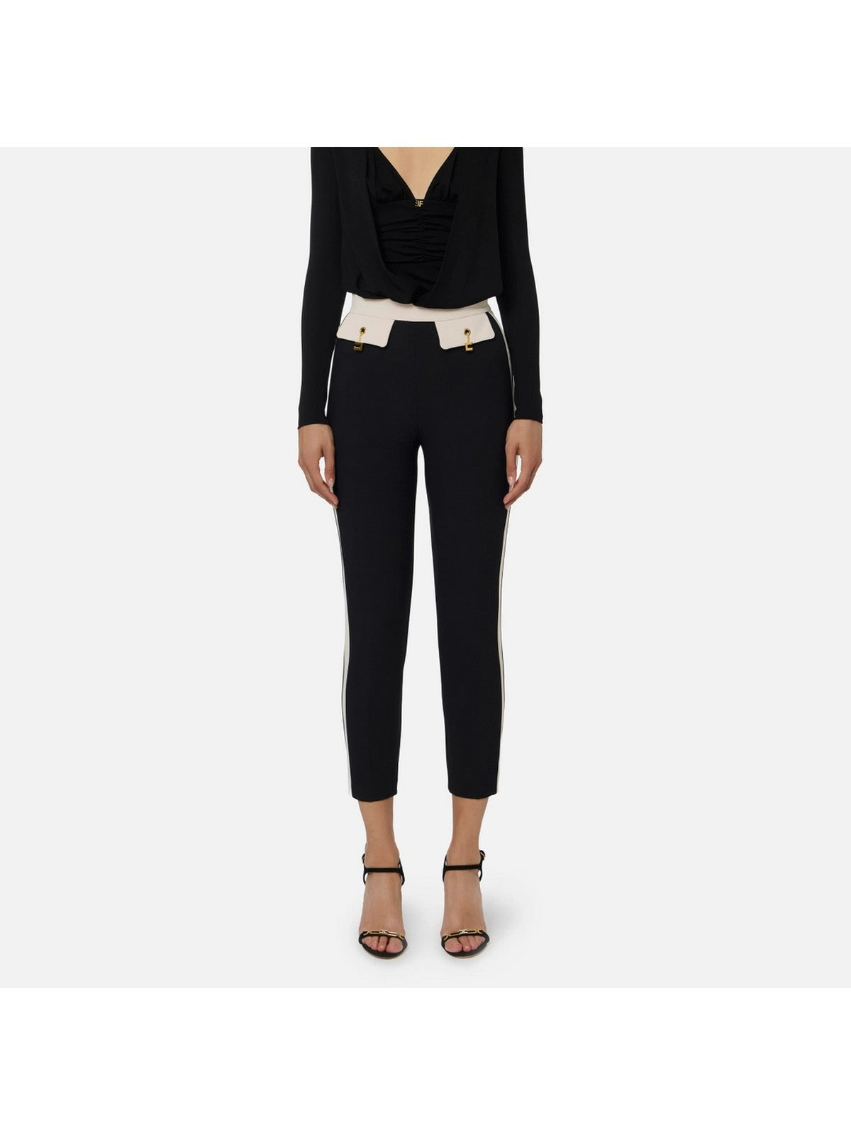 ELISABETTA FRANCHI Pantalone Donna PAT0156E2 EF3 NERO/MILK gioboutiqueweb