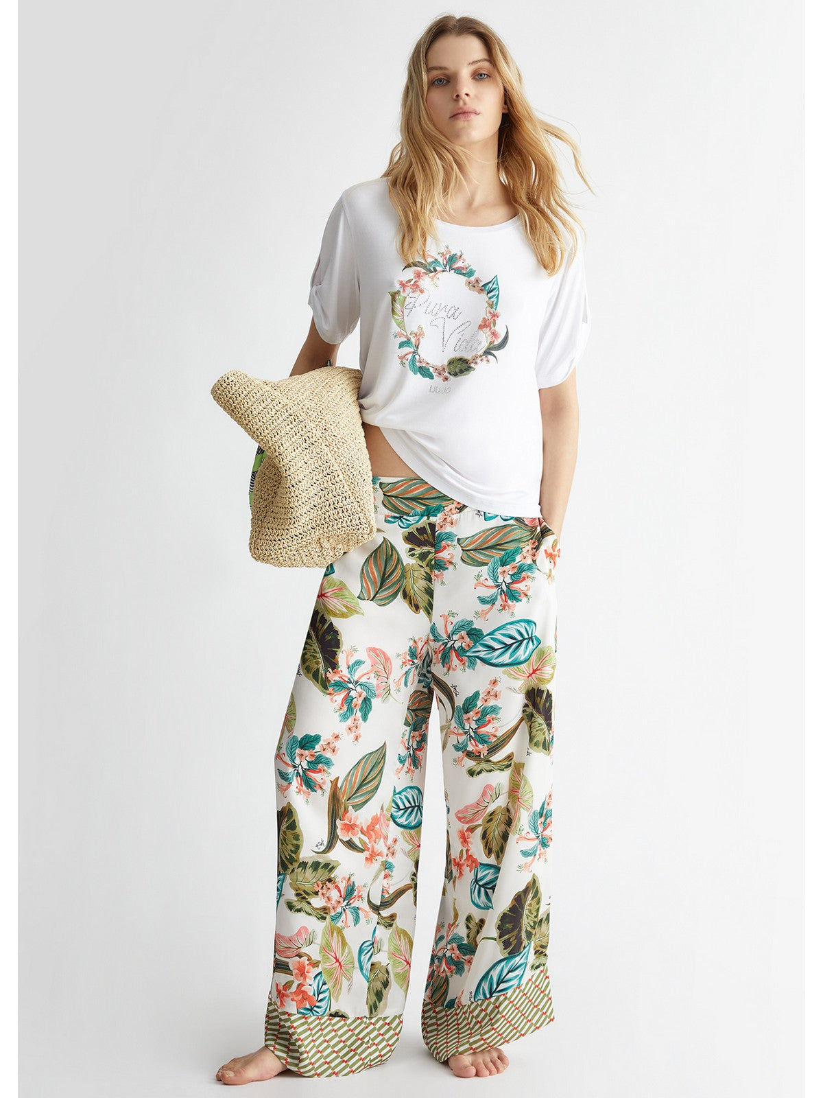 Liu Jo Beachwear T-shirt and Pole Woman V4106JS360 T9923 White