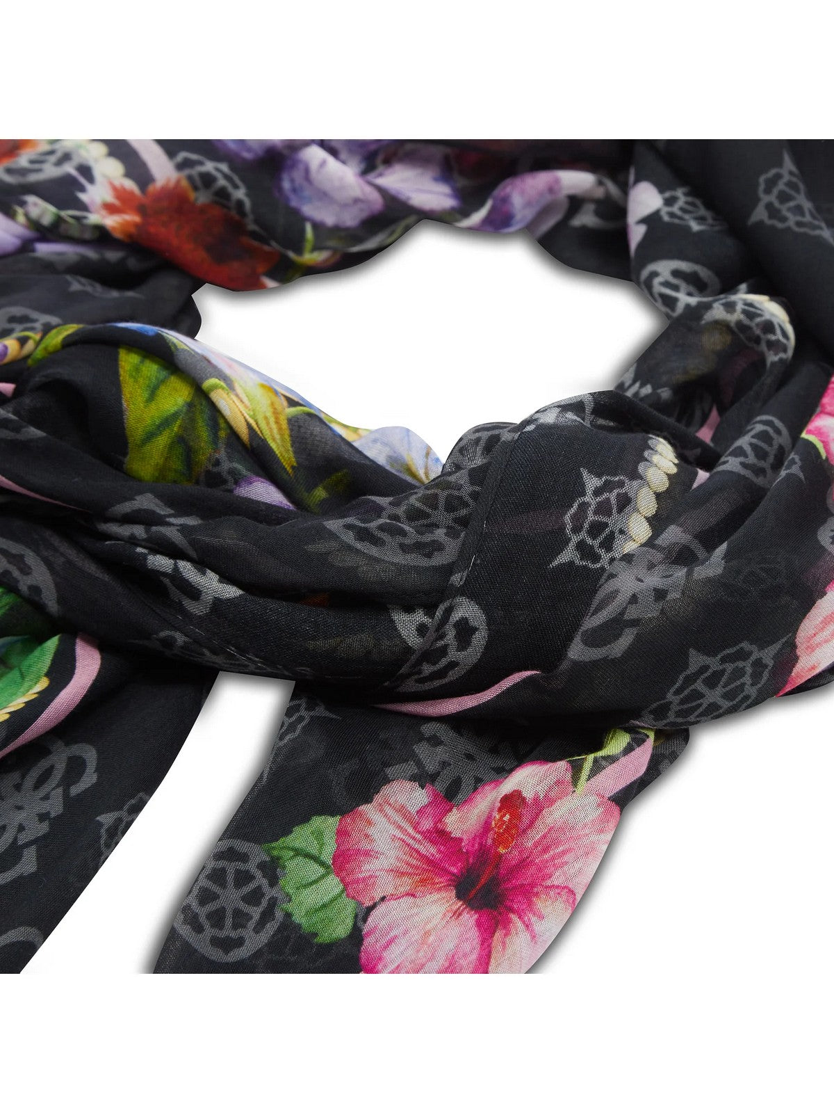 GUESS Foulard Donna Kefiah 130X130 AW9991 COT03 BLA Nero gioboutiqueweb