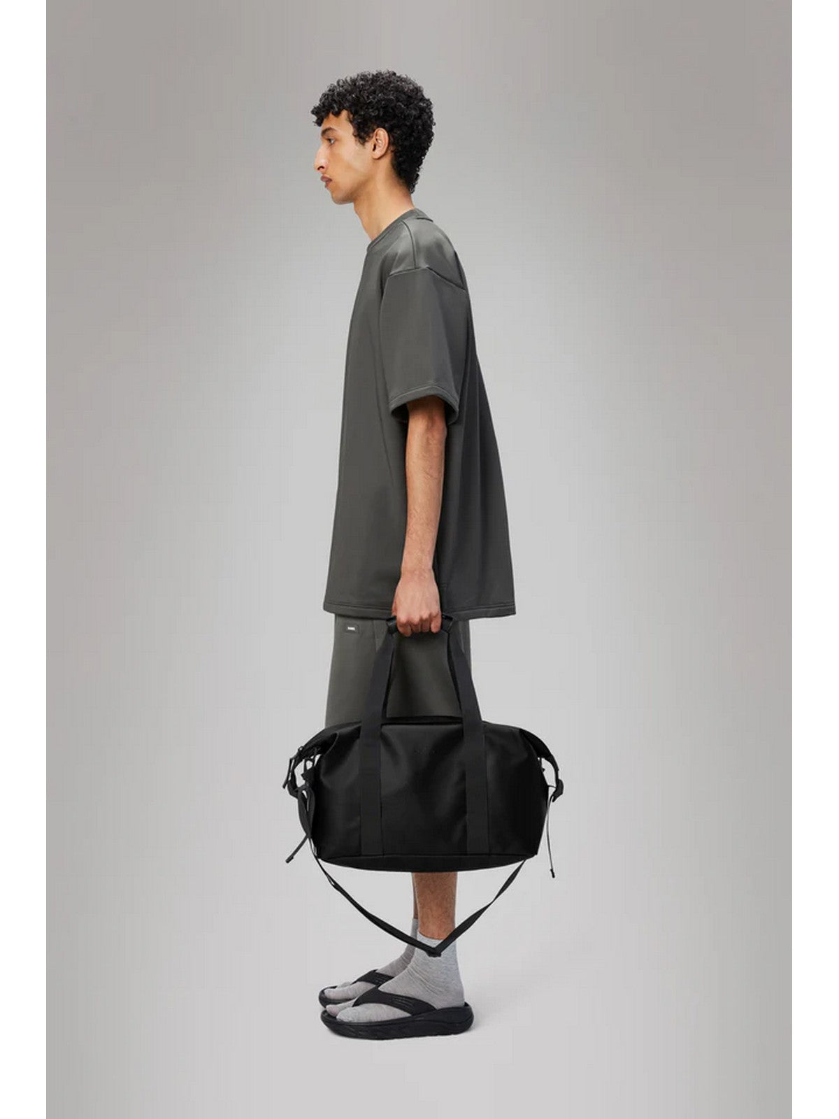 RAINS Borsone Unisex adulto Hilo Weekend Bag Small W3 14220 84 Black Grain Nero gioboutiqueweb