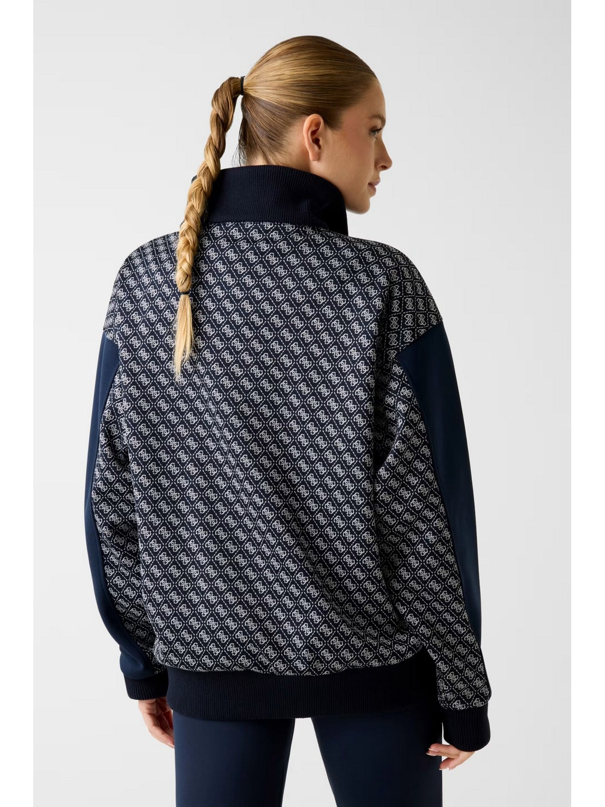 GUESS SPORT Giubbino Donna MAYA 4G FULL ZIP JACKET V6RL08 K2042 FJBB 4G JACQUARD MOON
