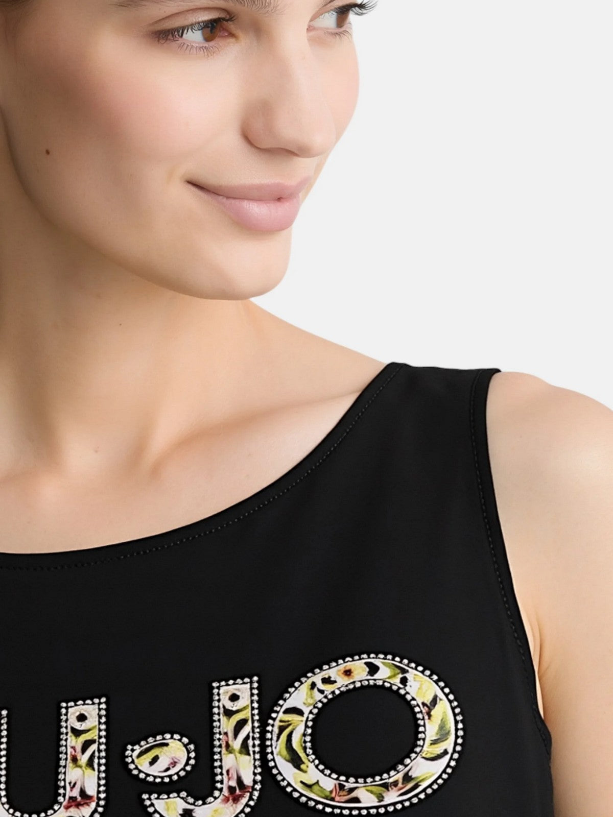 LIU JO BEACHWEAR Abito Donna VA5194JS003 W9449 NERO/FLOWERS gioboutiqueweb