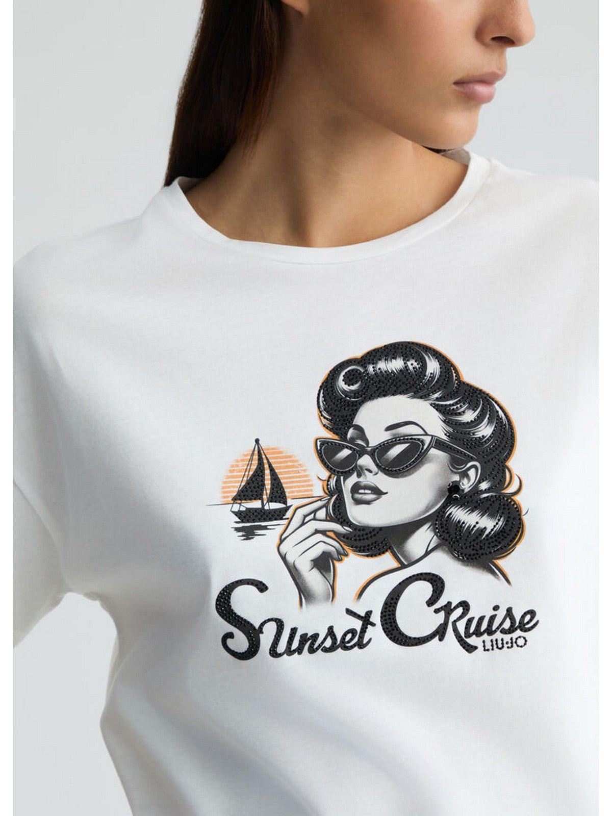 LIU JO WHITE T-shirt Donna WA5342JS923 M9504 Bianco gioboutiqueweb