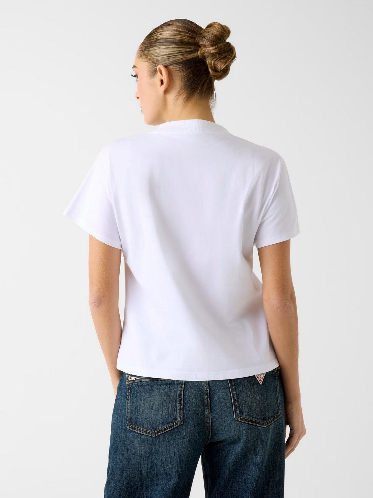 GUESS T-shirt Donna SS CN POPCORN TEE W6RI28 I3Z14 G011 PURE WHITE