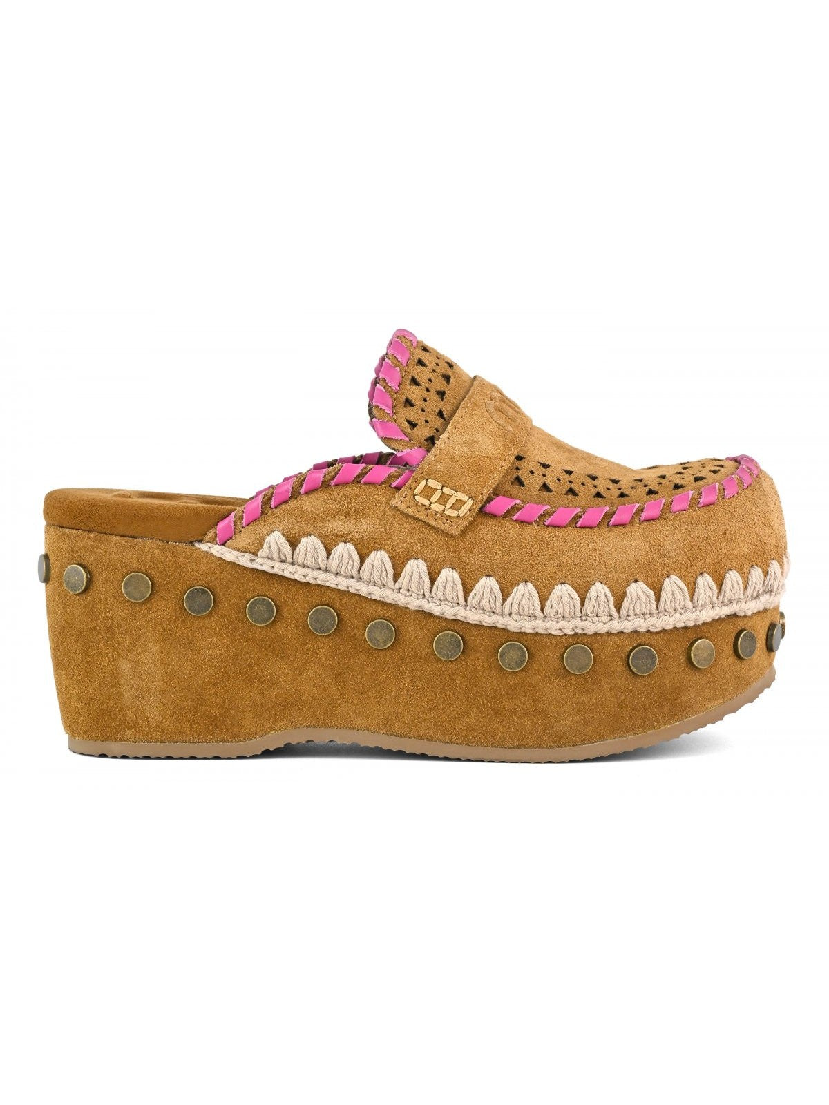 MOU Zeppa Donna Clog leather overstitching MU.SW611004A COG Marrone gioboutiqueweb