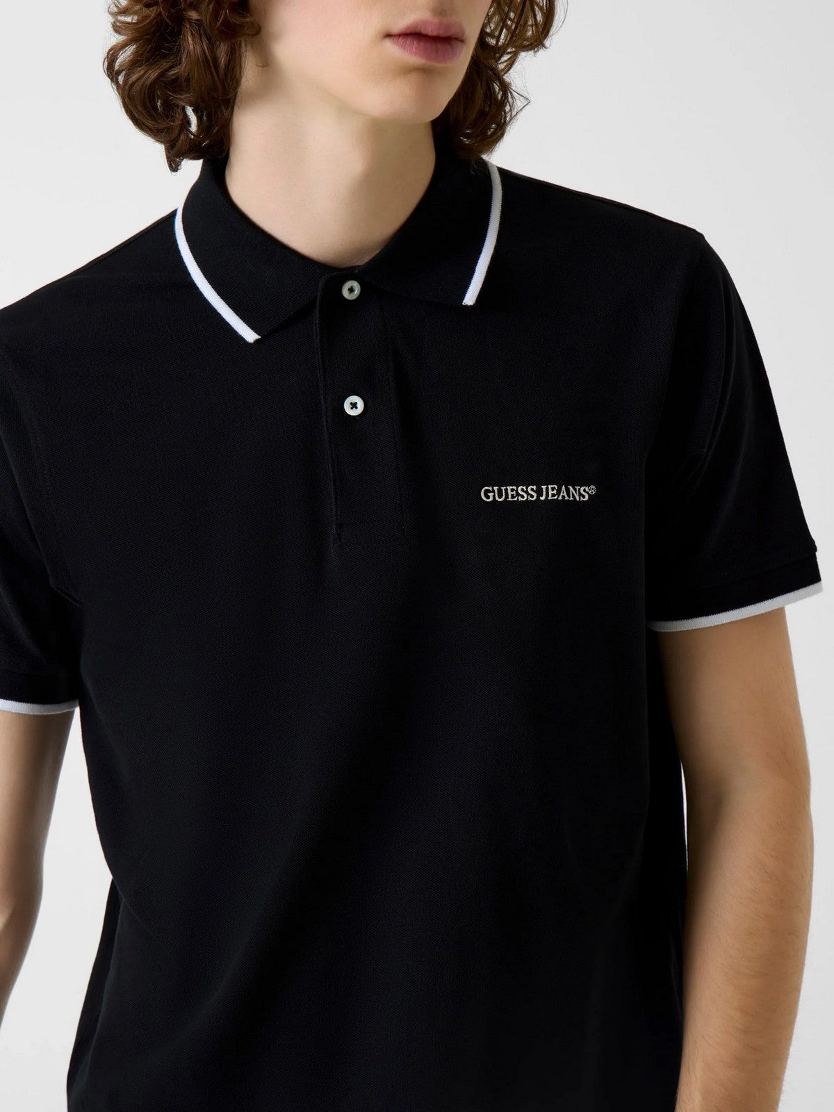 GUESS Polo Uomo GJ REG EMBRO SS POLO TIPPING M6RP24 KCJV1 S9HJ JET BLACK PURE WHITE