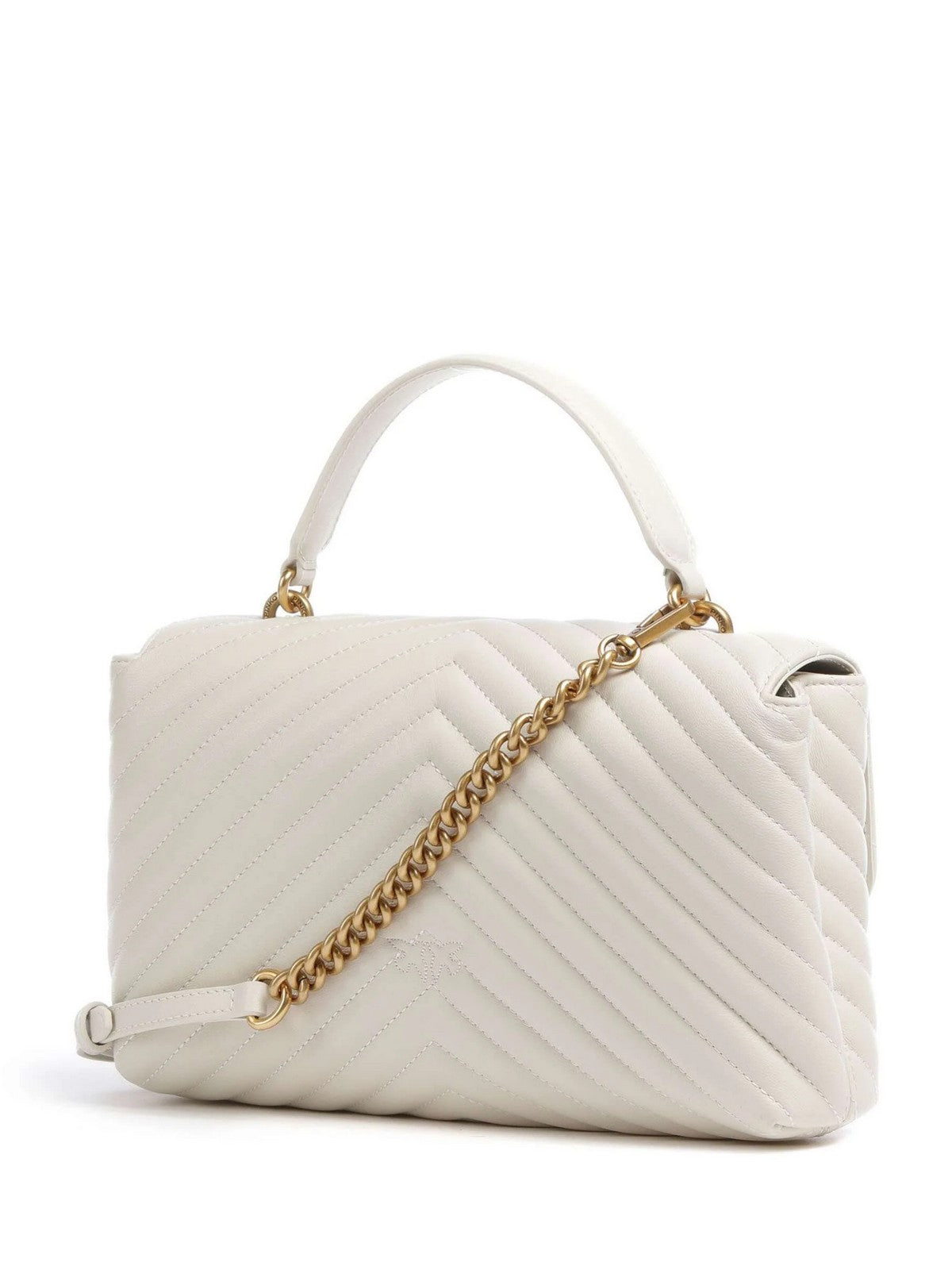 PINKO Borsa Donna LOVE LADY PUFF CLASSIC CL SHEE 100043-A0GK Z14Q BIANCO SETA-ANTIQUE GOLD