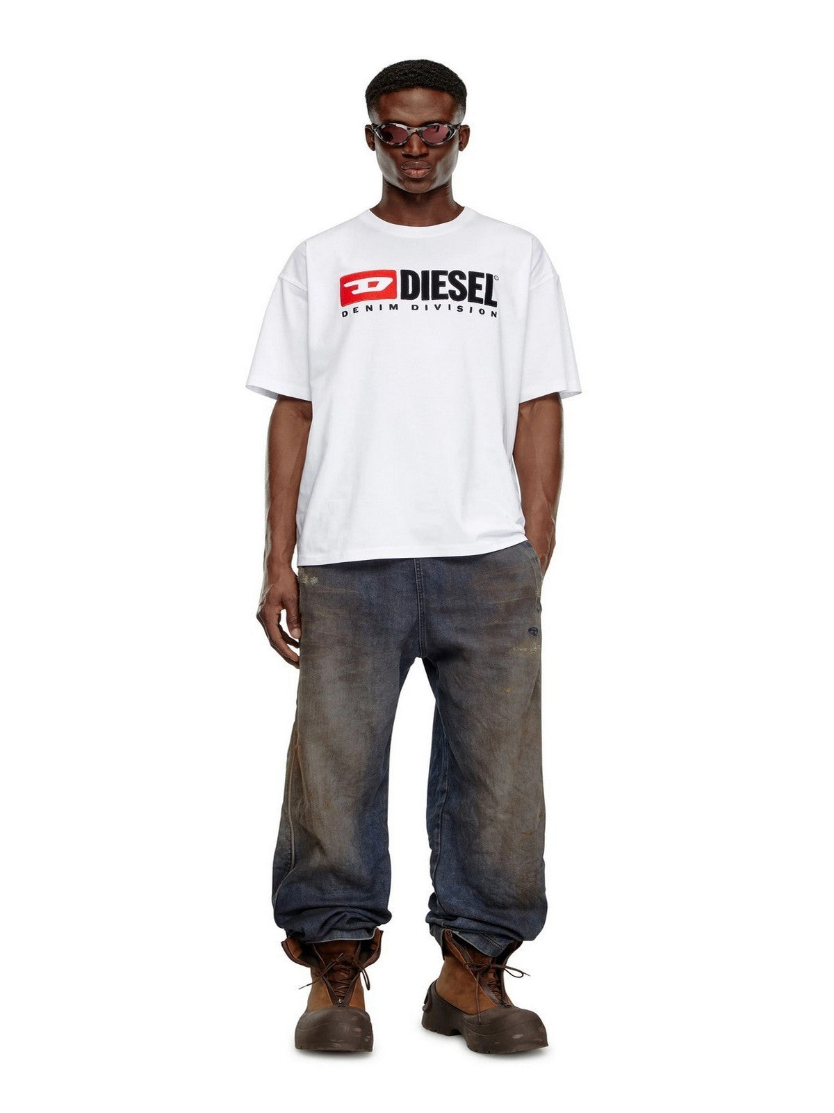 DIESEL T-shirt Uomo T-BOXT-DIV MAGLIETTA A14943 0GRAI 100 100 - WHITE