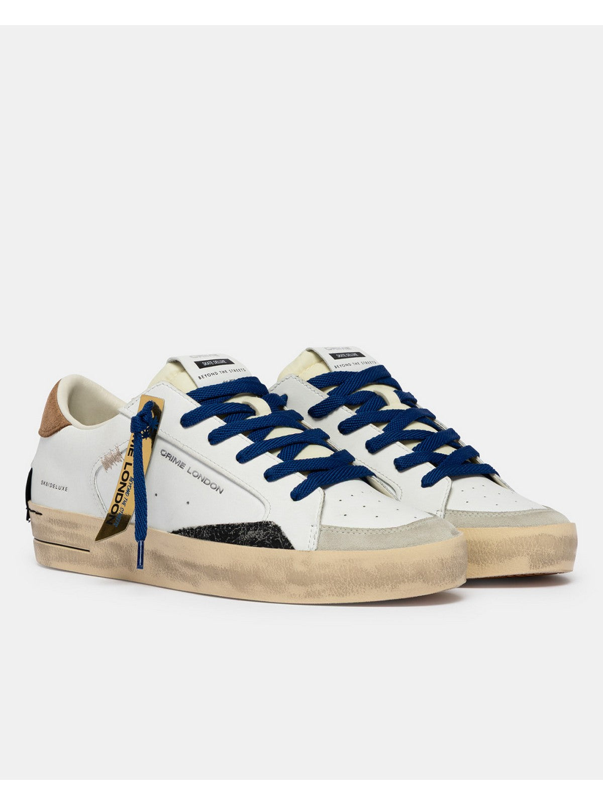 CRIME LONDON Sneaker Uomo SK8 DELUXE BROWN SUGAR 19102PP8 10 WHITE