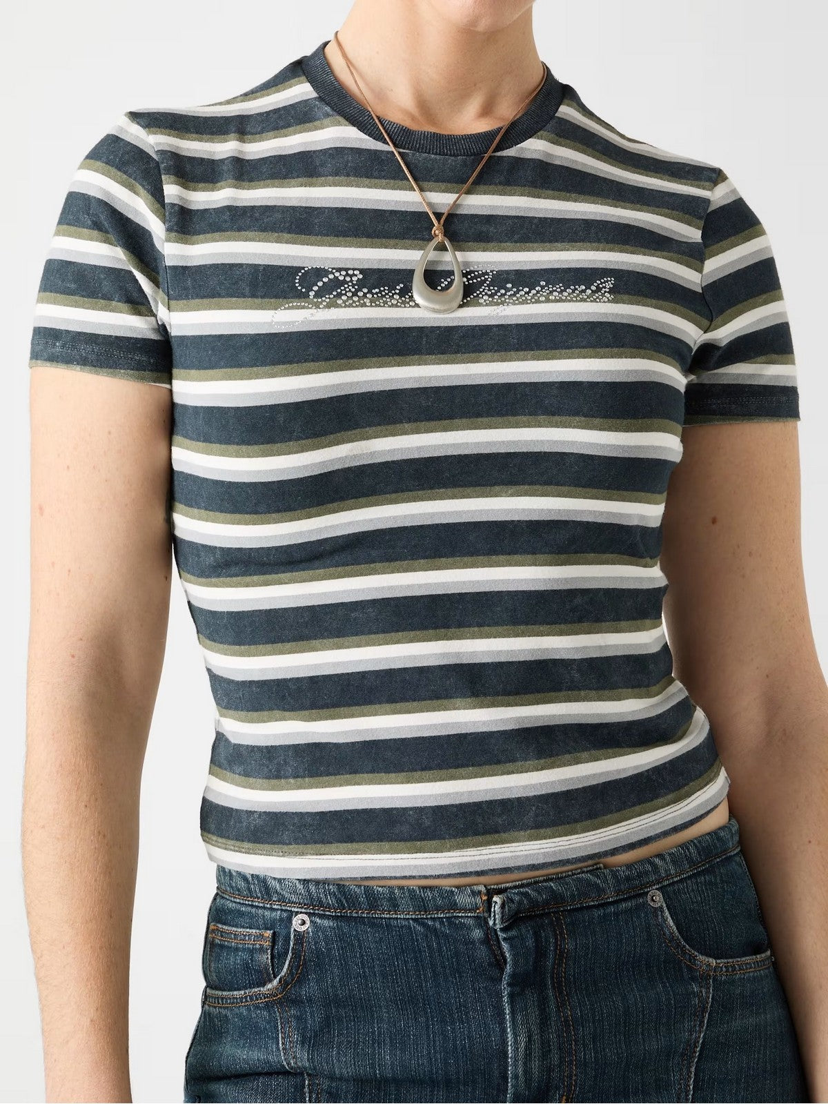 GUESS T-shirt Donna GO VINTAGE STRIPE BABY TEE W6RI41 J1314 SM0A SANDY SHORE MULTI ST