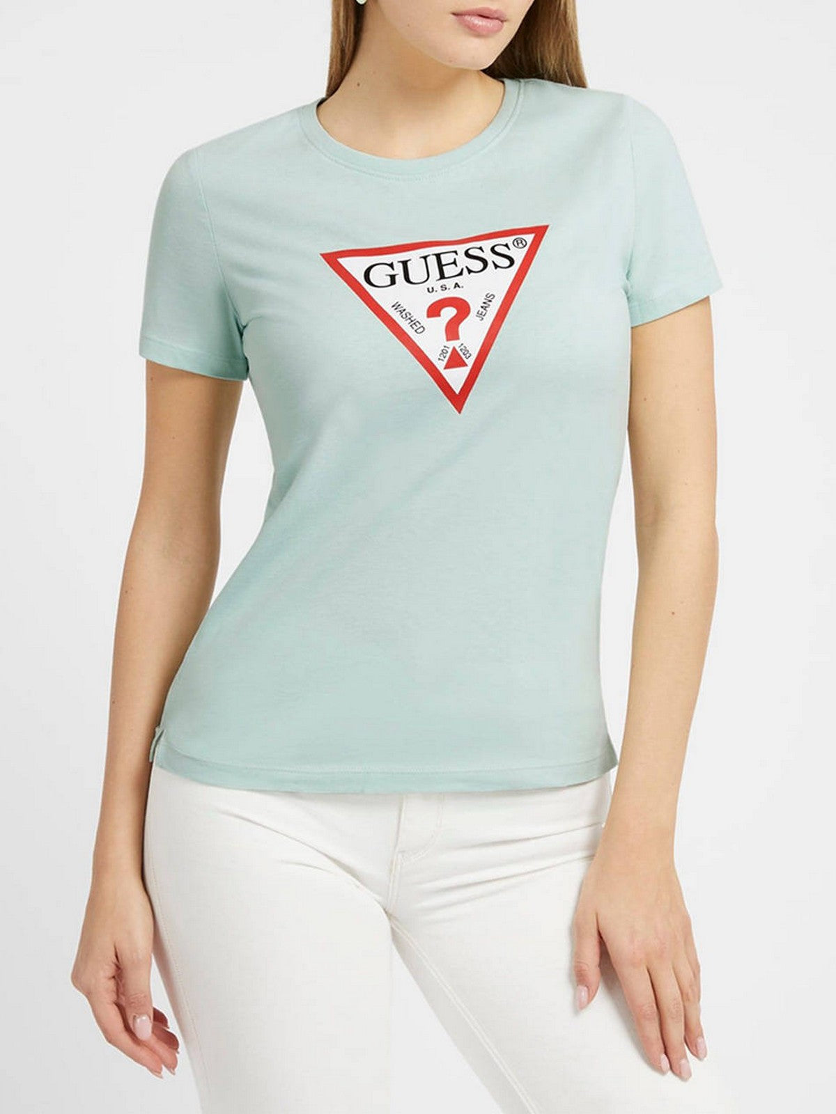 GUESS T-shirt Donna SS CN ORIGINAL TEE W1YI1B I3Z14 G8DD Verde gioboutiqueweb