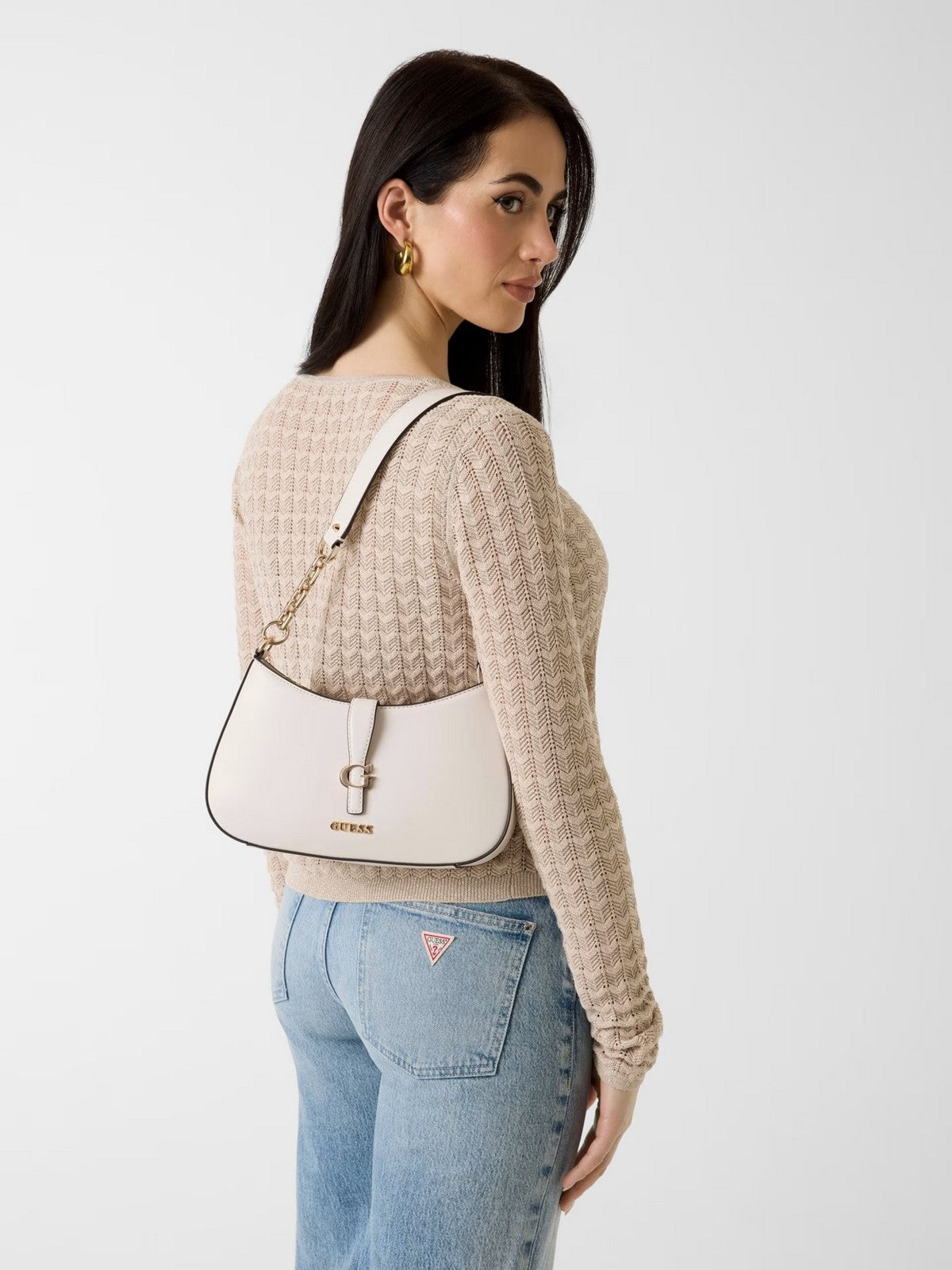 GUESS Borsa Donna CARRIE TOP ZIP SHOULDER BAG HWVG98 96180 STO STONE