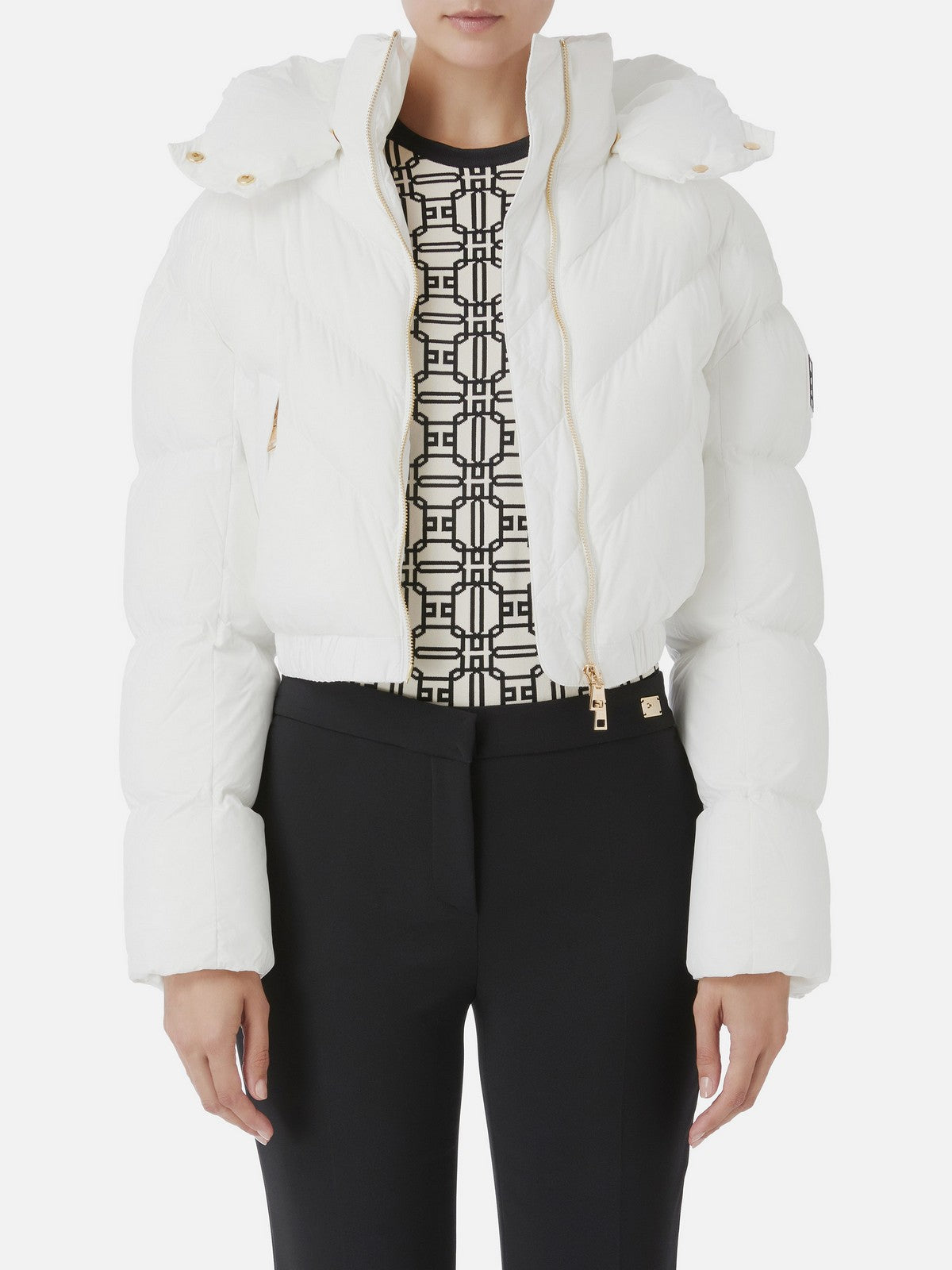 ELISABETTA FRANCHI Piumino Donna PI73D46E2 360 Avorio gioboutiqueweb