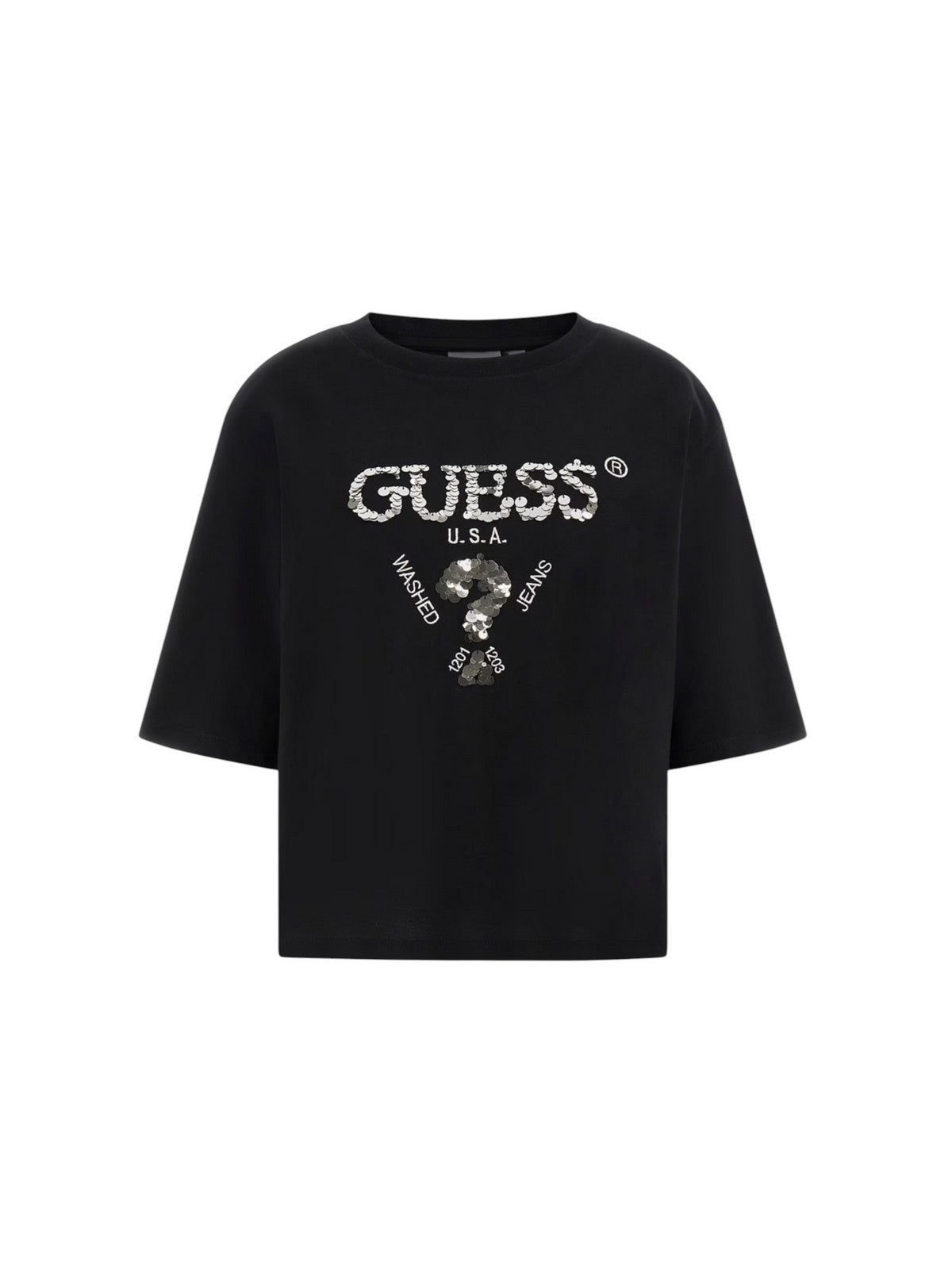 GUESS SPORT T-shirt Donna AURELIE BOXY TEE V4YI06 I3Z14 FJ8N BLACK AND SALT MULTI