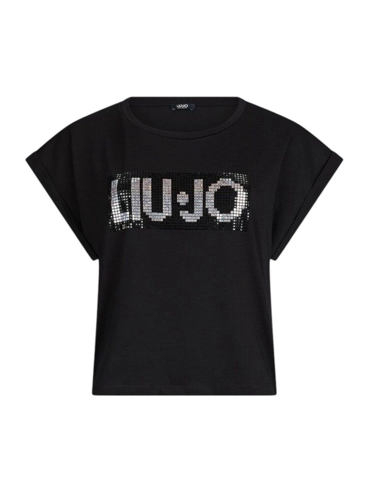 LIU JO BEACHWEAR T-shirt Donna VA5151JS923 N9241 Nero/strass bicolor gioboutiqueweb