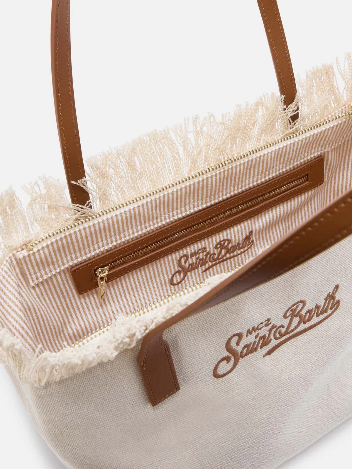 MC2 SAINT BARTH Borsa Donna CITY BAG MID FRINGE 00302L BIANCO