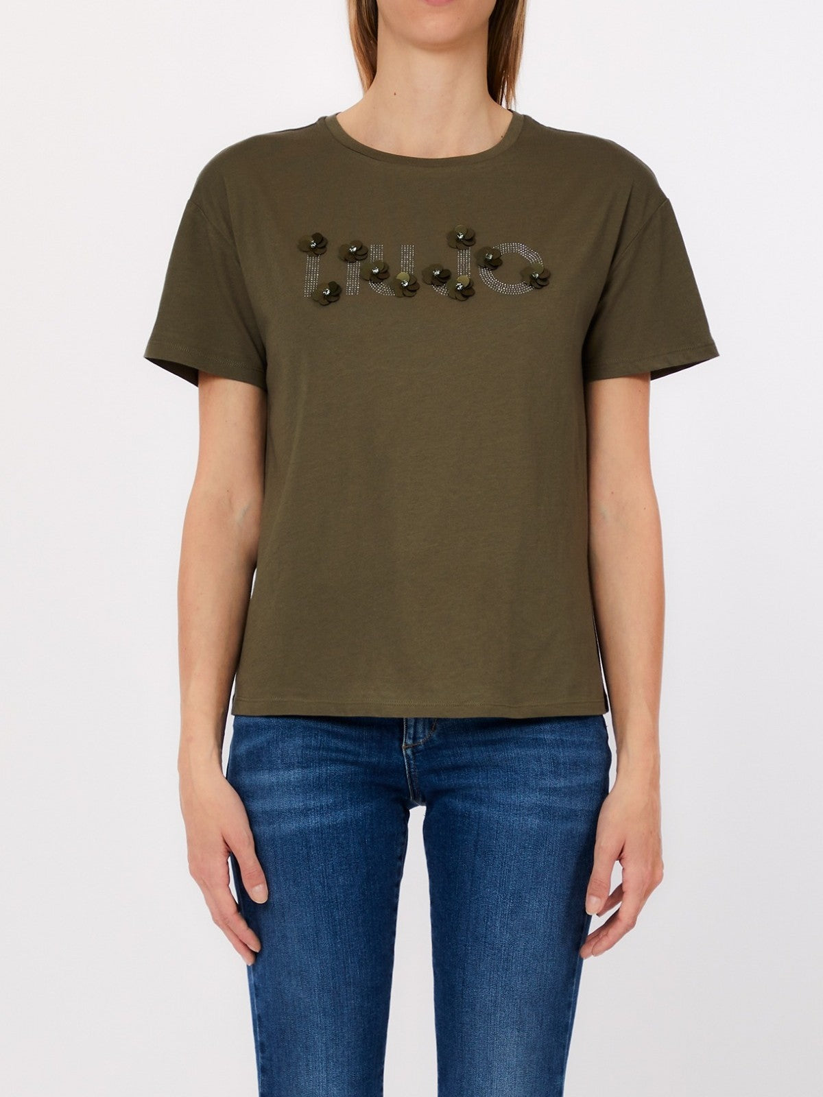 LIU JO WHITE T-shirt Donna WA6238JS923 P9330 Dk.olive LiuJo sequi