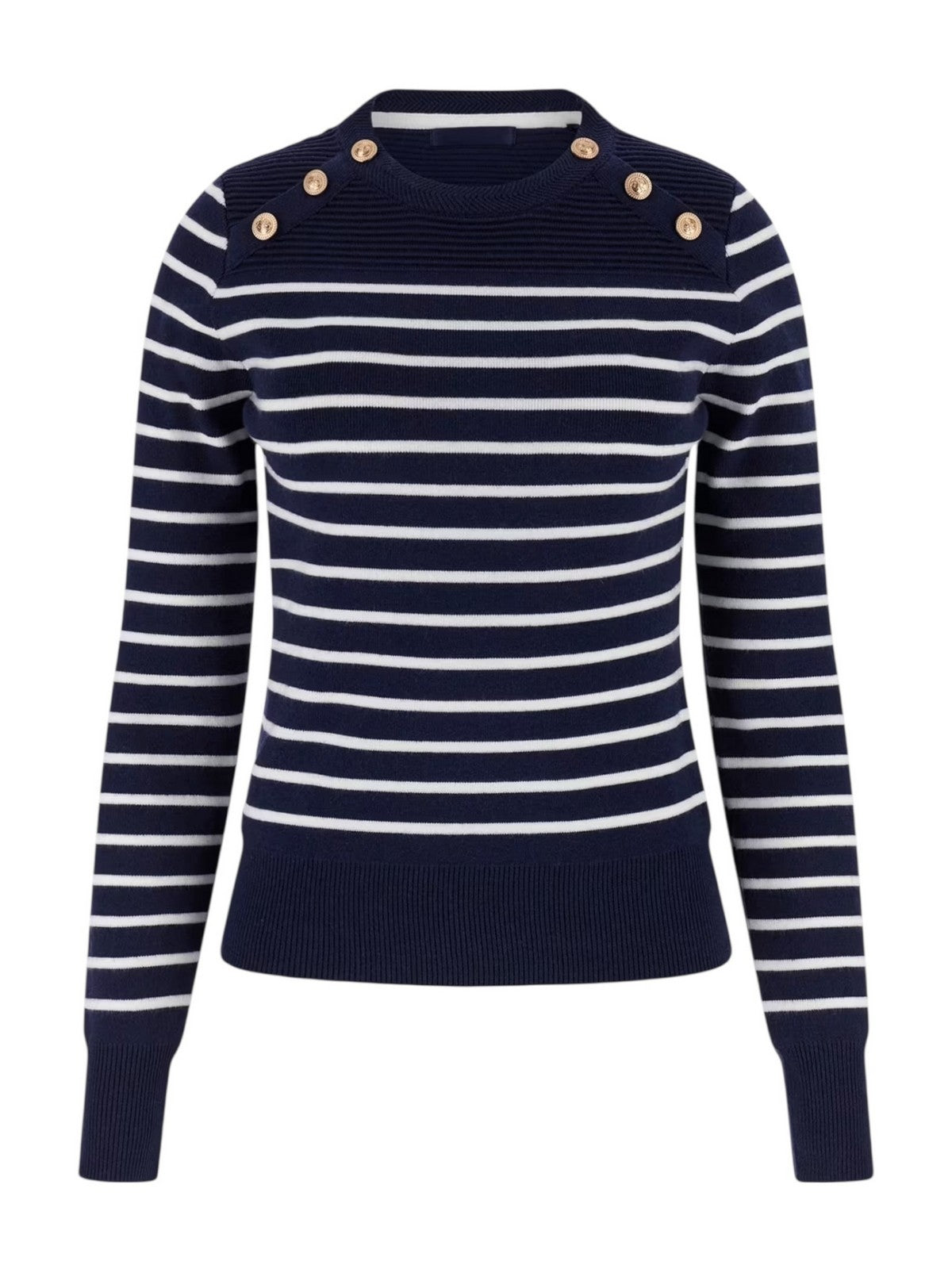 GUESS Maglione Donna LS CN HELEN SWTR W5BR36 Z0422 S7Z6 BLUE AND CREAM STRIP