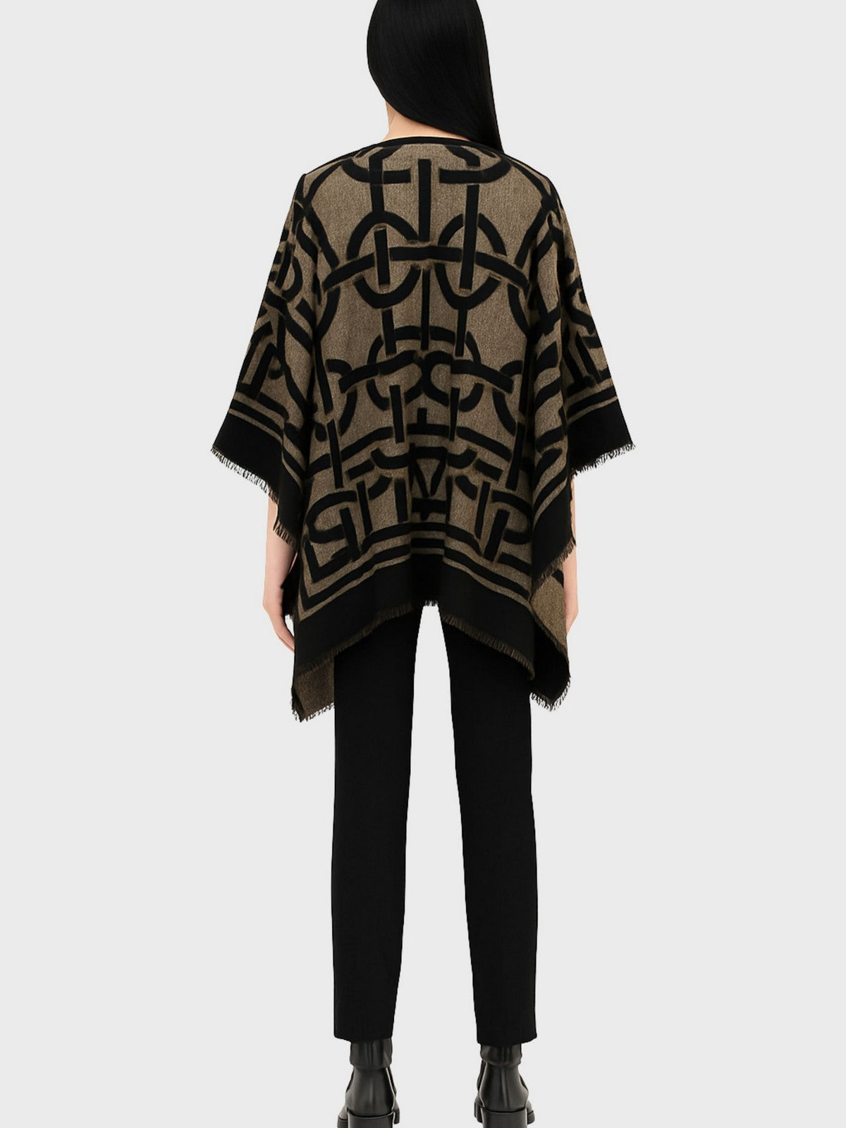 TWINSET Mantella Donna CHAINED OVAL T JACQUARD PONCHO 252TA4370 00006 Nero