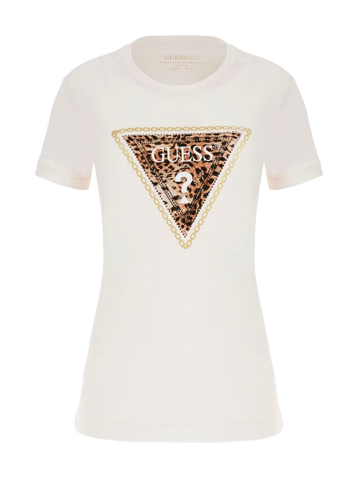 GUESS T-Shirt e Polo Donna SS CN TRIANGLE LEO TEE W4YI40 J1314 G012 Bianco gioboutiqueweb
