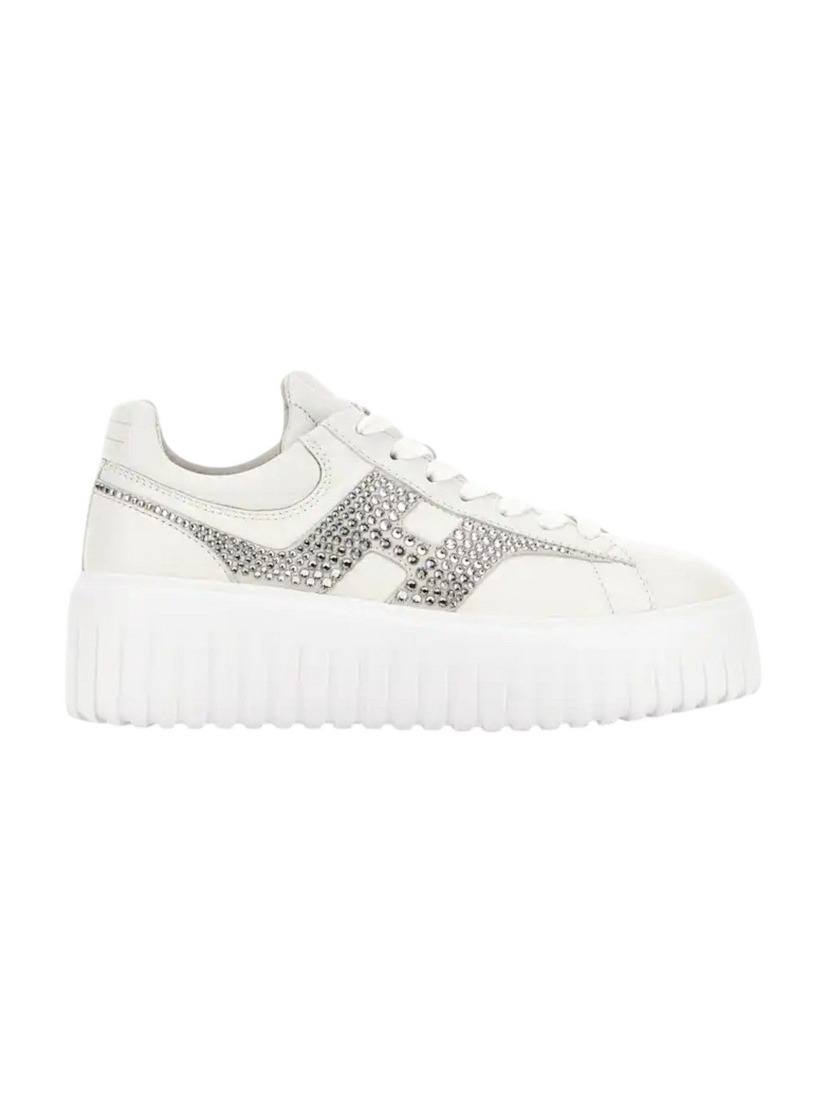 HOGAN Sneaker Donna H-STRIPES ALLACCIATO H STRASS HXW6450FO60U48B001 Bianco