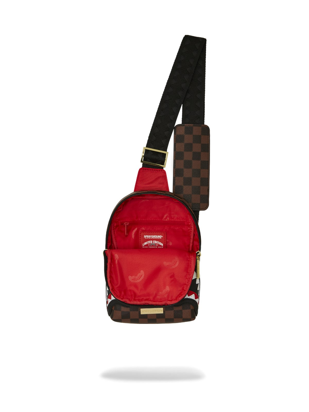 SPRAYGROUND Tracolla Uomo SAWTOOTH SHARKS IN PARIS ONE-STRAP SLING 910B7819NSZ MARRONE gioboutiqueweb